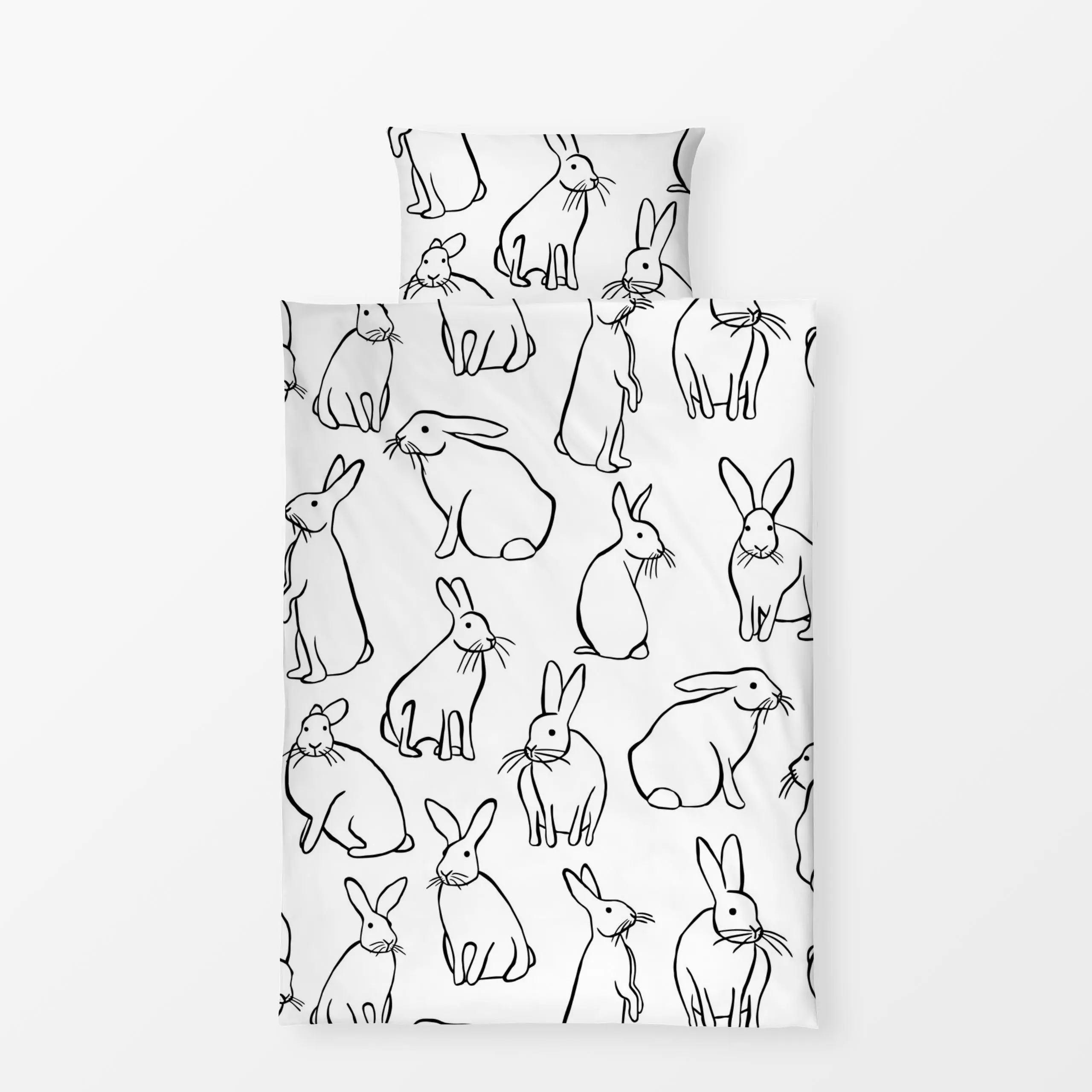 Bettwäsche Bunnies White - Frühling - von „moDeern Design Studio"; Hase, Ostern, Osterhase, hasen, Schwarzweiss, FroheOstern...