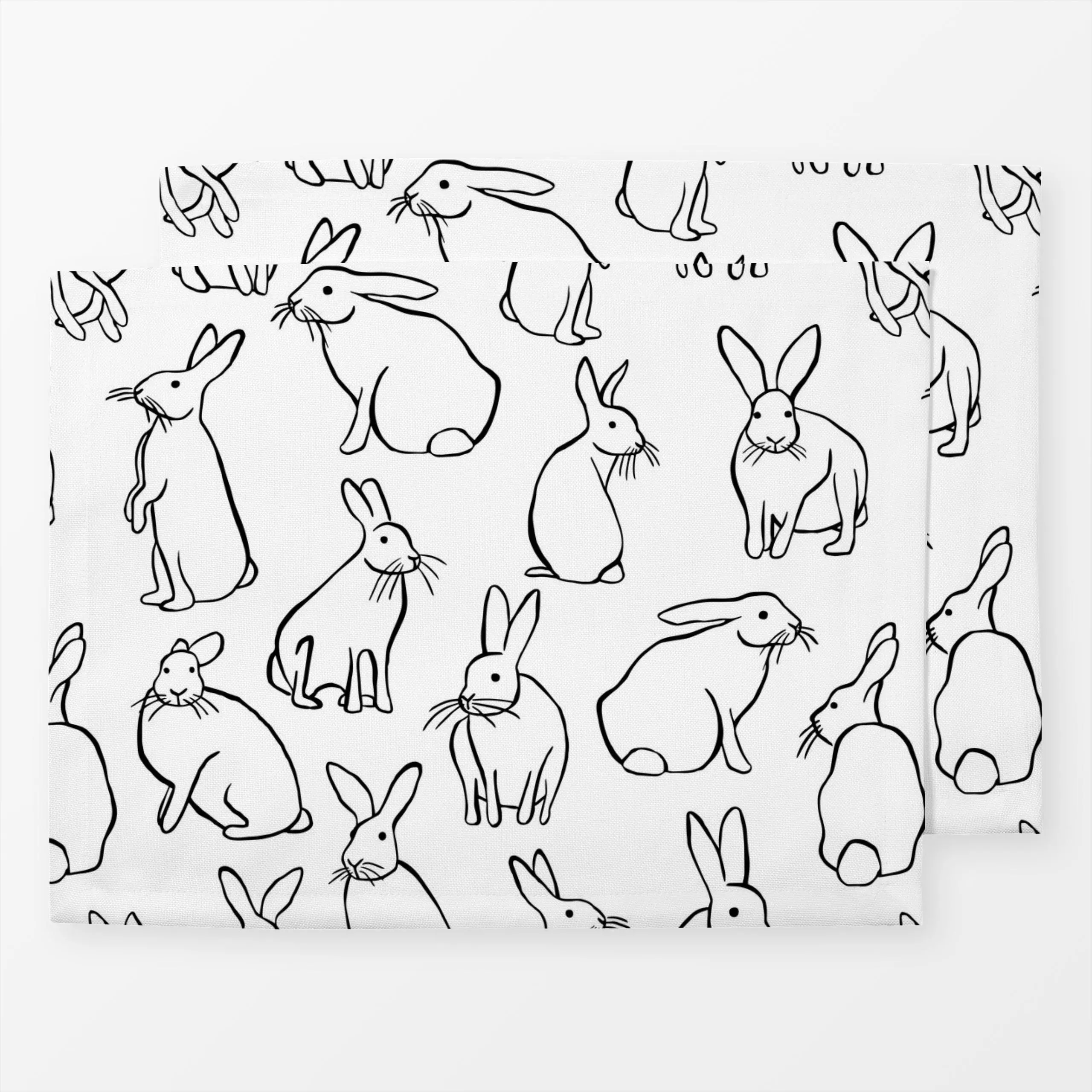 Tischset Bunnies White - Frühling - von „moDeern Design Studio"; Hase, Ostern, Osterhase, hasen, Schwarzweiss, FroheOstern, ...