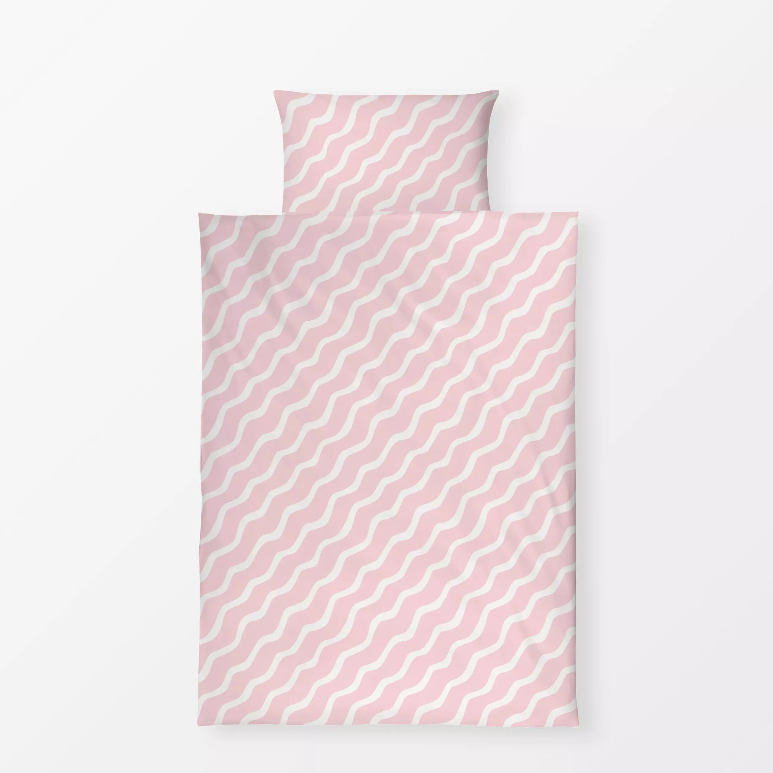 Bettwäsche Wellen Diagonal rosa - Symbole & Muster - von „Studio Kesse"; Kinder, Streifen, Geburt & Baby, Kinderzimmer, well...