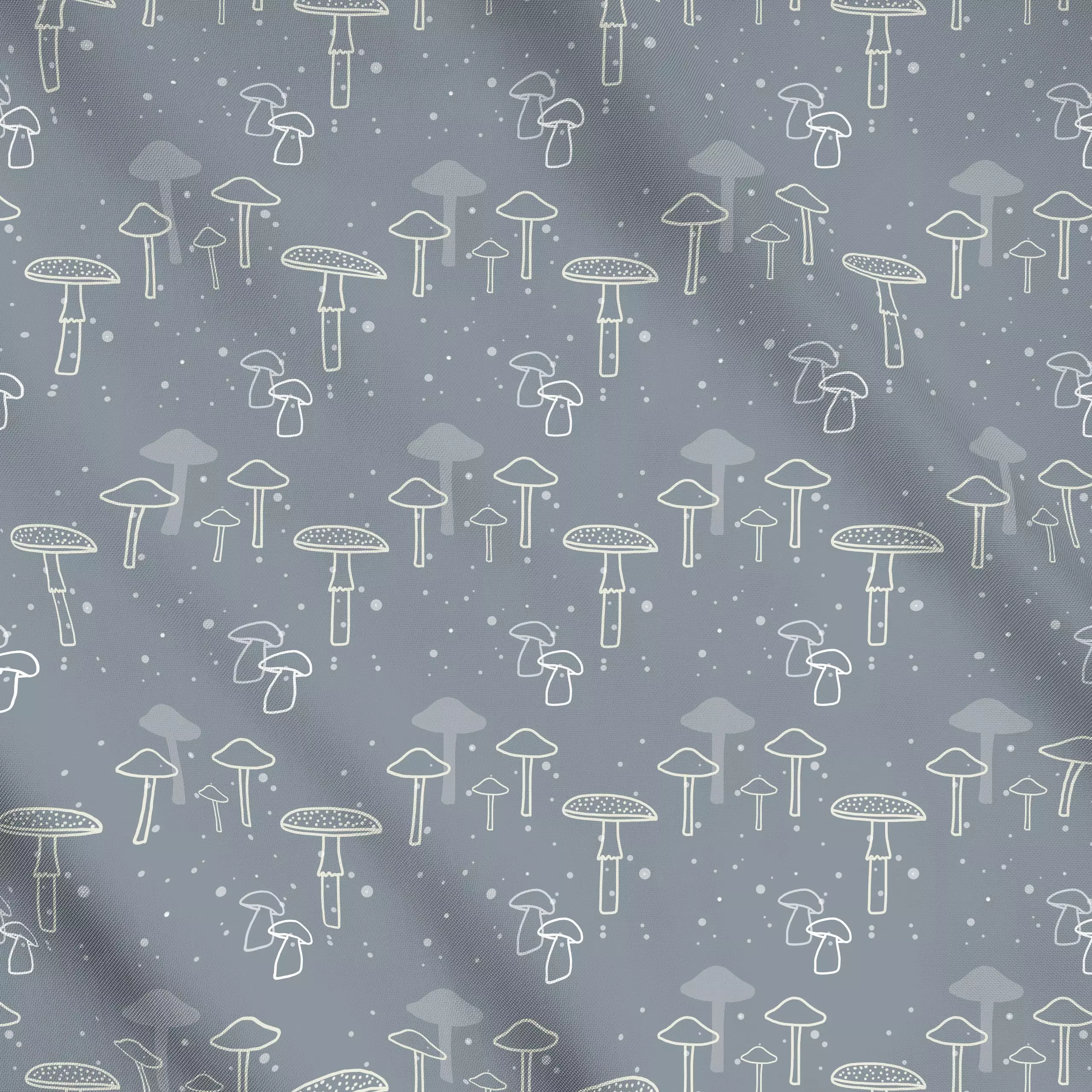 Meterware Pilze blaugrau - Herbst - von „Julia Reyelt"; Muster, minimal, linie, Herbst, pilze, herbstlich, Fliegenpilz, Herb...