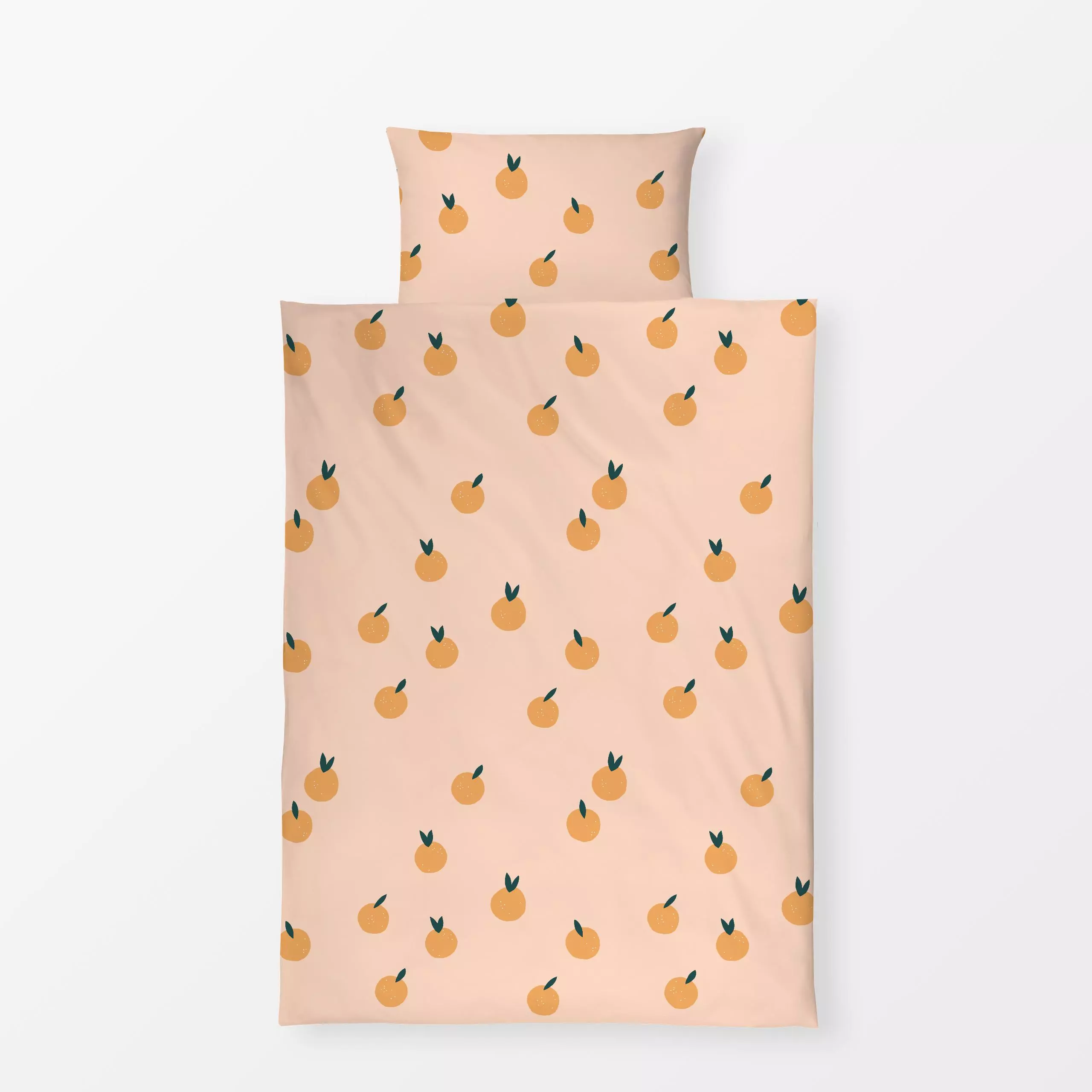 Bettwäsche Orangen - Sommer, Symbole & Muster - von „Maren Gross "; Frucht, Muster, Illustration, Kinder, abstrakt, Blätter,...