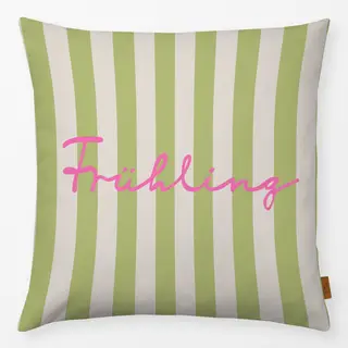 Kissen Frühling Schrift Grün Streifen