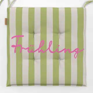 Sitzkissen Frühling Schrift Grün Streifen
