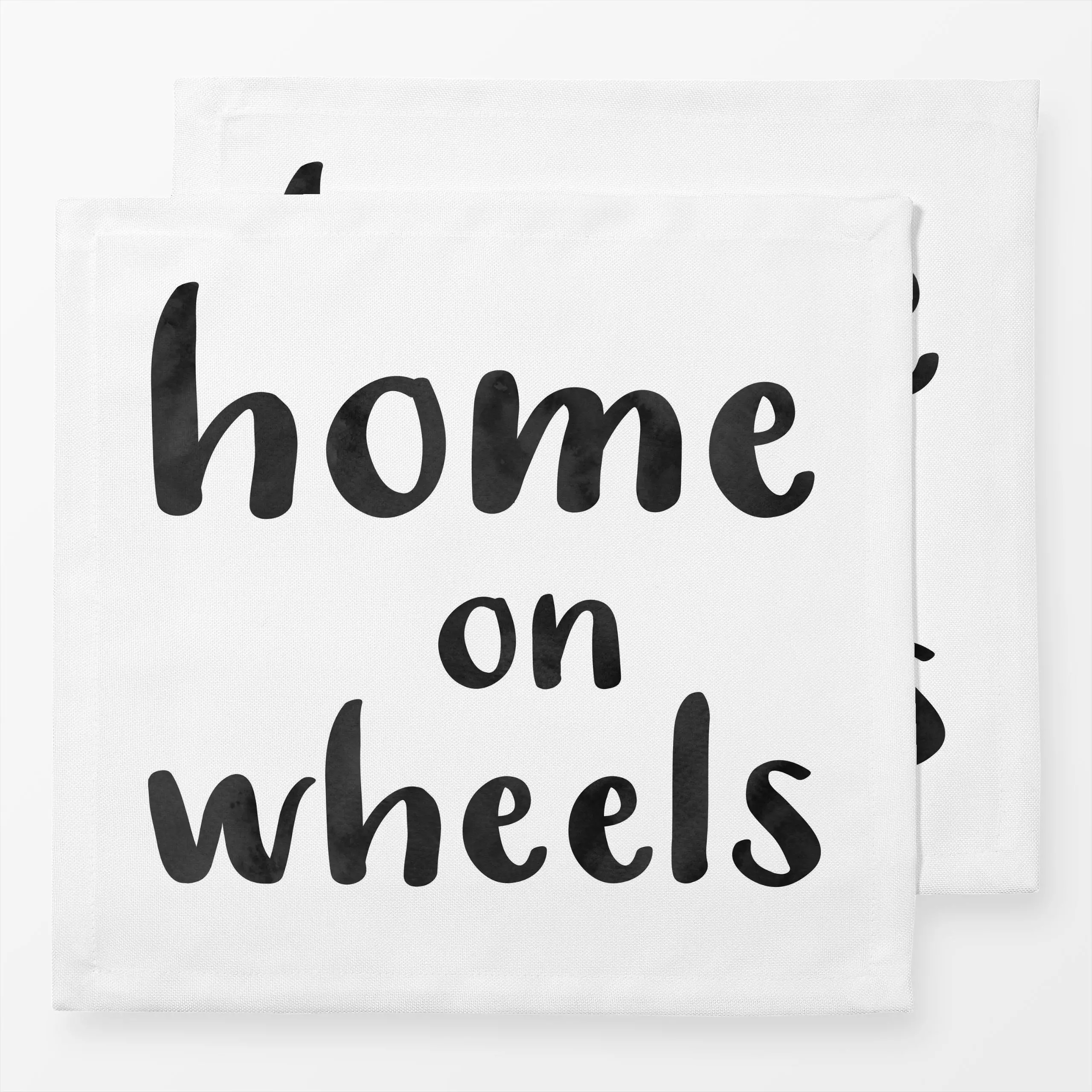 Servietten Home on Wheels white - Sprüche & Schriftzüge, Reise - von „Karen Menzenbach"; Travel, typografie, van, Camping, s...