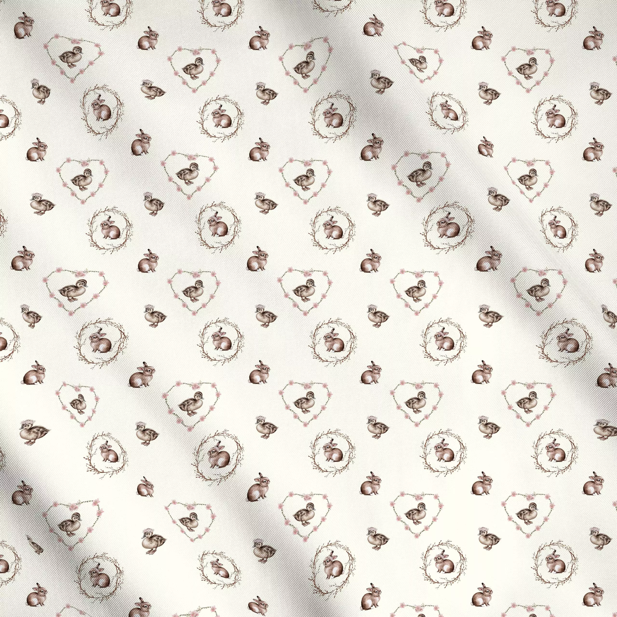 Meterware Hase und Enten Muster Coquette - Blumen & Florales, Frühling, Tiere - von „Monika Strigel"; Muster, kleingemustert...