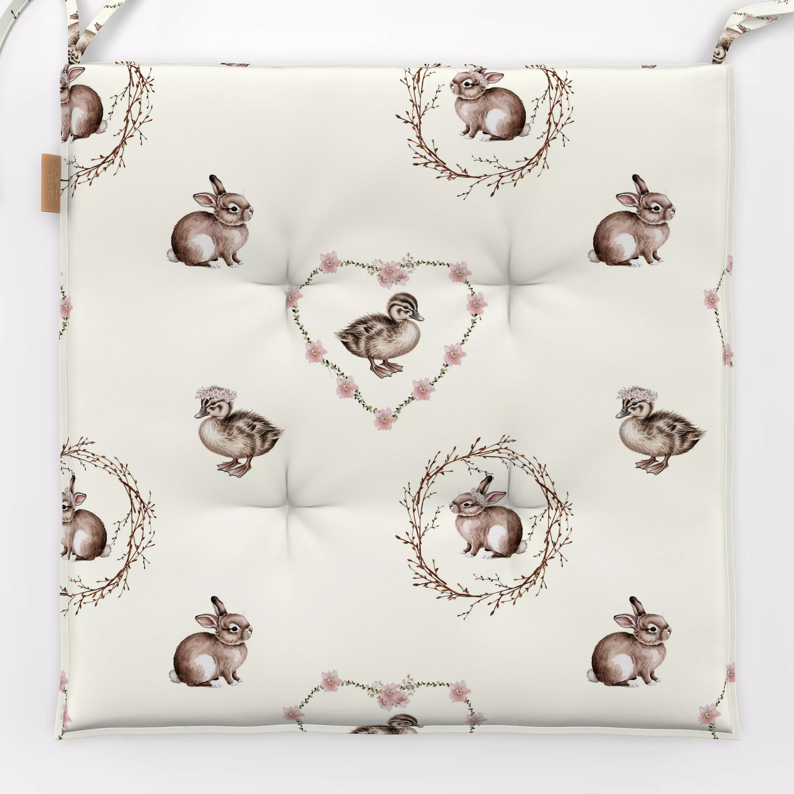 Sitzkissen Hase und Enten Muster Coquette - Blumen & Florales, Frühling, Tiere - von „Monika Strigel"; Muster, kleingemuster...