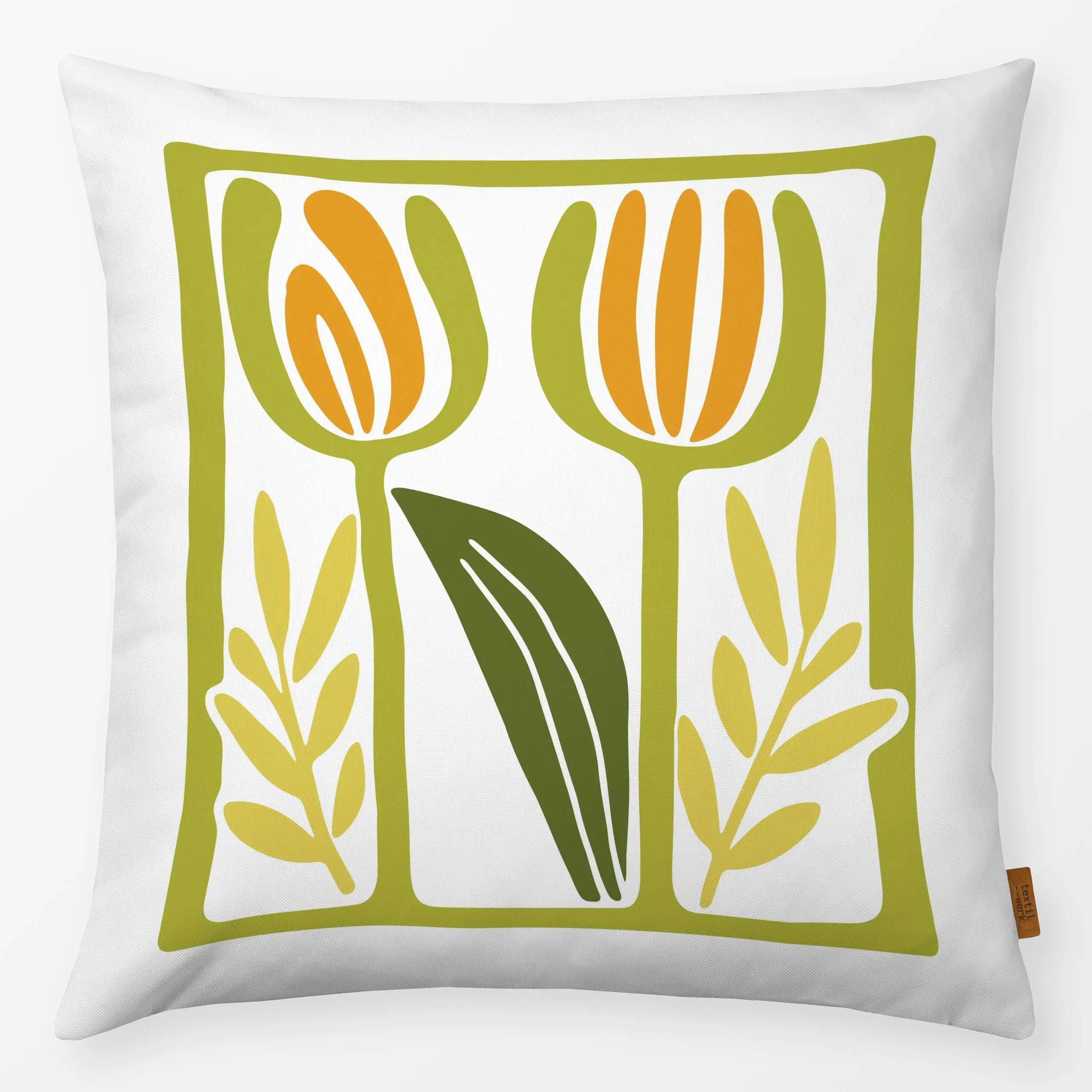 Kissen Minimalist Tulip - Blumen & Florales, Frühling, Ostern - von „Andrea Haase"; Garten, Tulpen, frisch, minimalistisch, ...