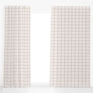 Dekovorhang Karo Grid Muster Grün Beige