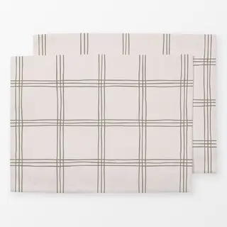 Tischset Karo Grid Muster Grün Beige