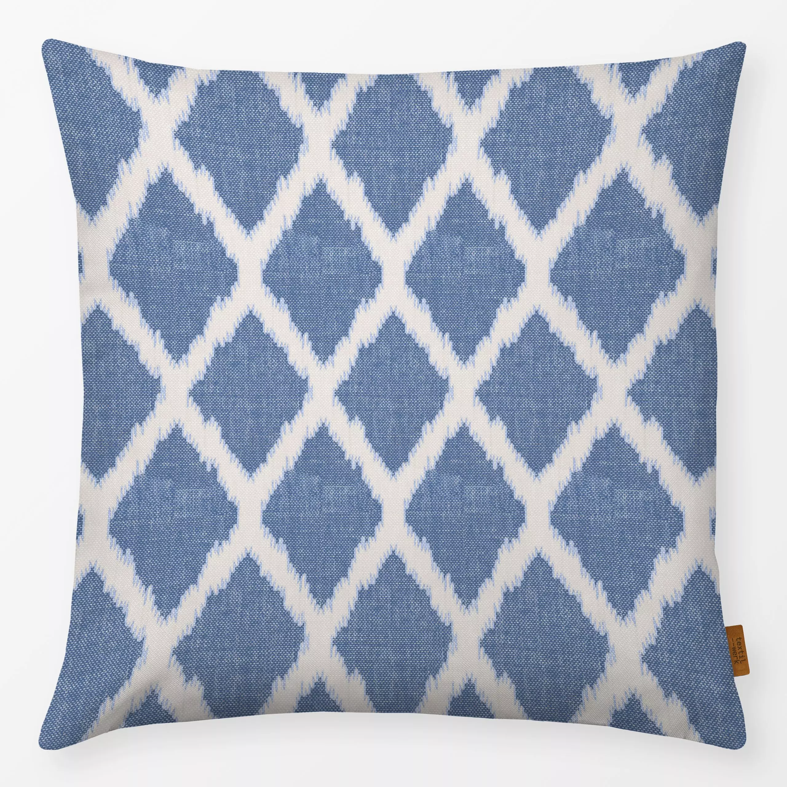 Kissen Diamonds Blue - Symbole & Muster, Reise - von „Studio Kesse"; marrakesch, marrokko, boho, abstrakt, Blaugrau, Ethno, ...