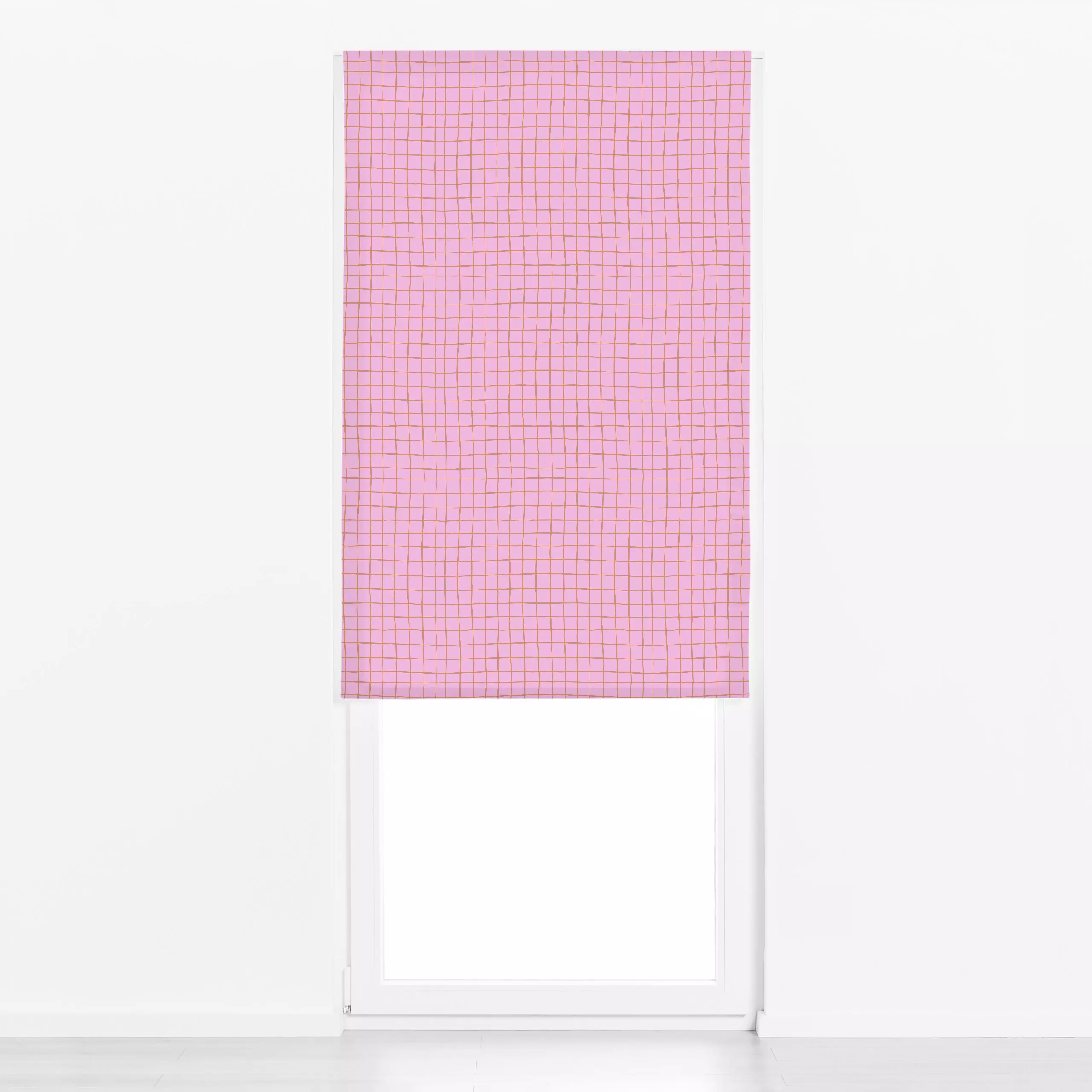 Raffrollo Karomuster rosa beige - Herbst, Symbole & Muster - von „Carolin Vonhoff"; quadrate, Karo, pink, Herbst, kariert, h...