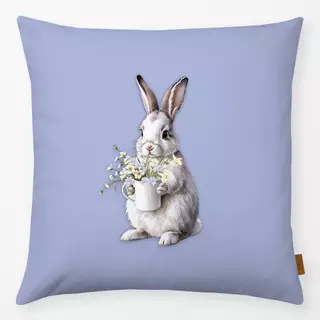 Kissen Hase mit Tasse Blau