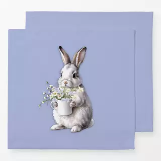 Servietten Hase mit Tasse Blau