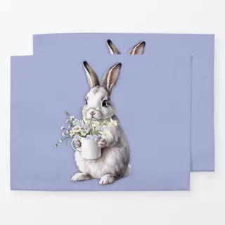 Tischset Hase mit Tasse Blau