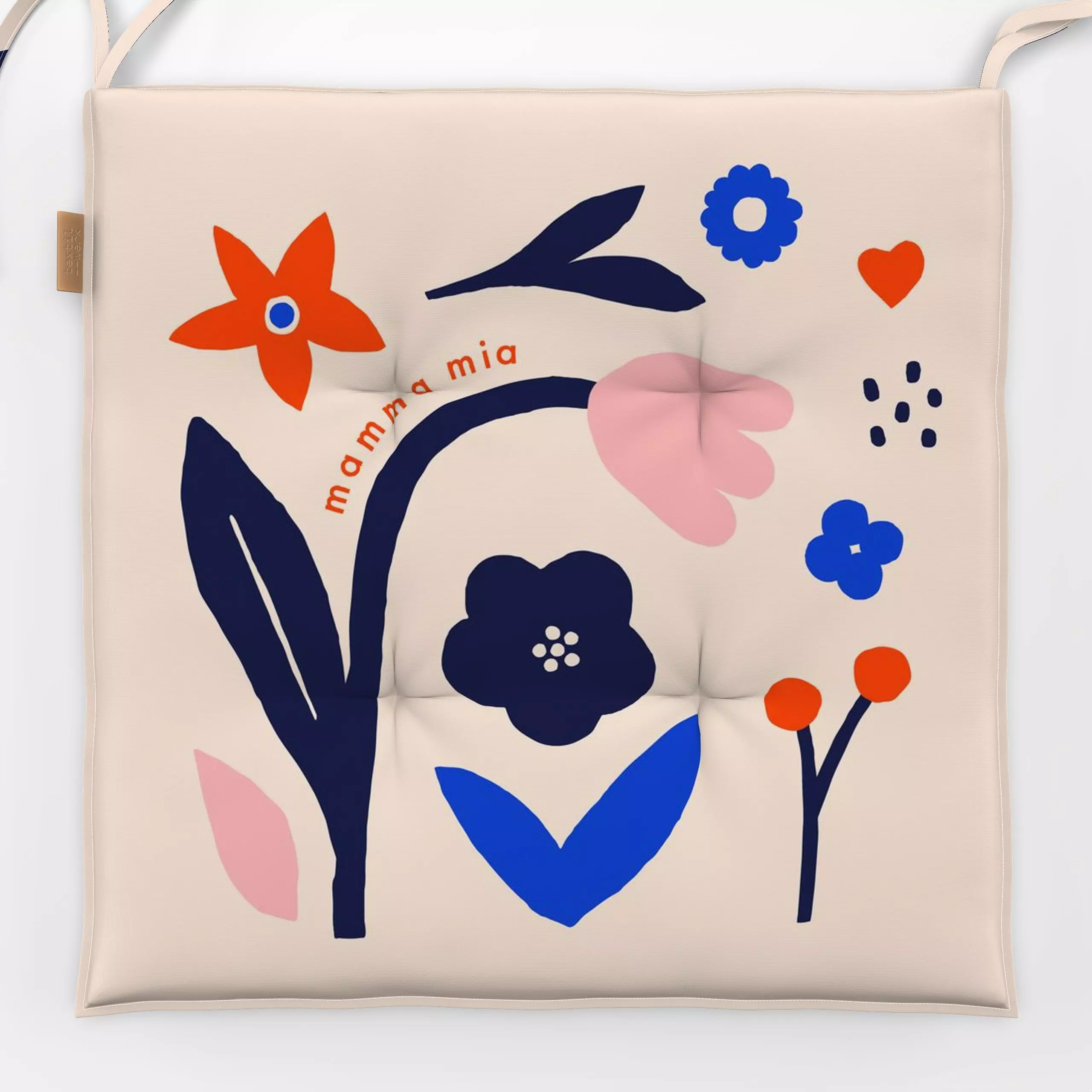 Sitzkissen MAMMA MIA bunt - Blumen & Florales, Sprüche & Schriftzüge - von „Maren Gross "; abstrakt, Blumen, Muttertag, Gesc...