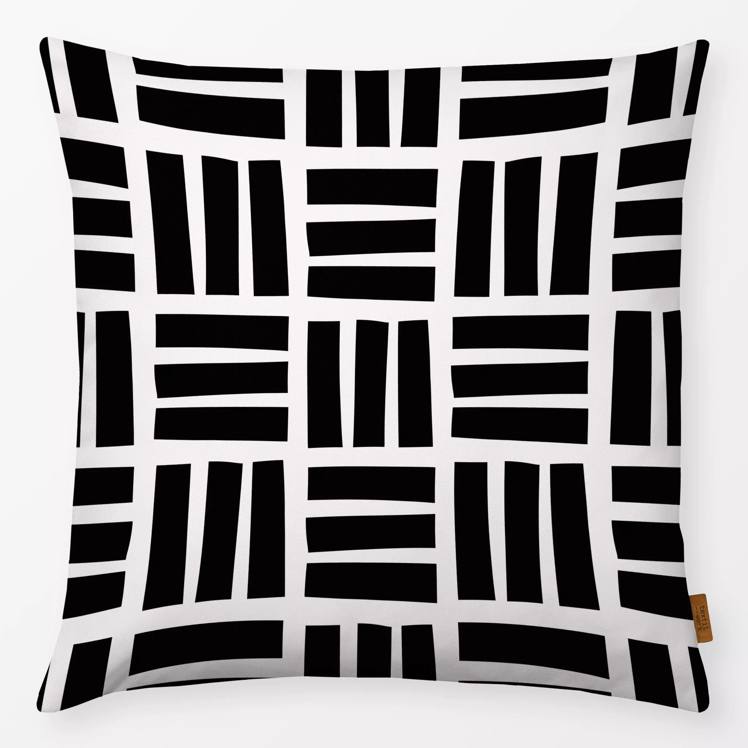 Kissen Color Blocks black white - Symbole & Muster - von „Kathrin Woo"; Muster, schwarz, abstrakt, Streifen, Geometrisch, mo...