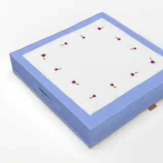 Bodenkissen Blümchen Rahmen Blau