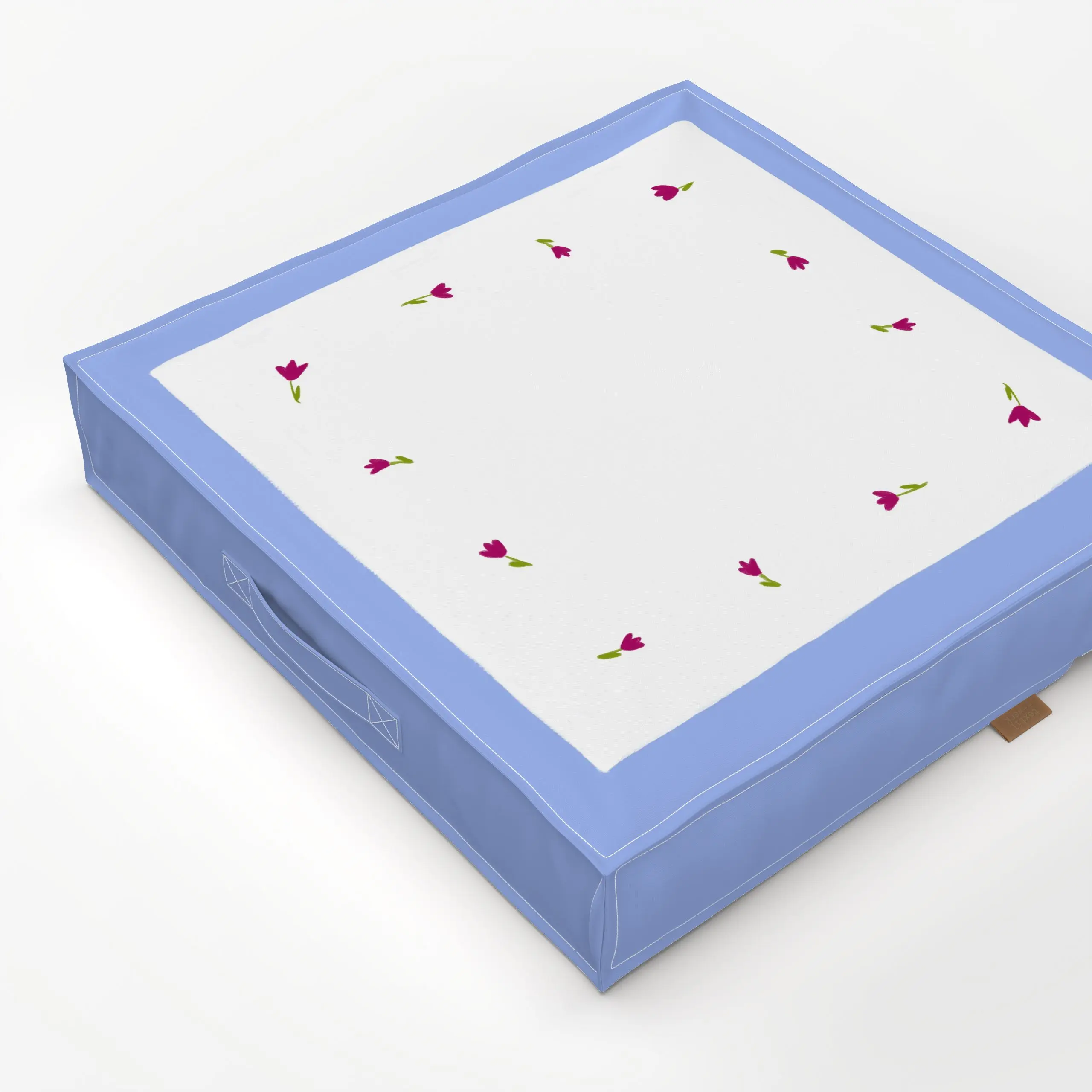 Bodenkissen Blümchen Rahmen Blau - Blumen & Florales, Frühling, Sommer - von „Sophie Augustin Illustration"; Blumen, Sommer,...