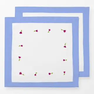 Servietten Blümchen Rahmen Blau