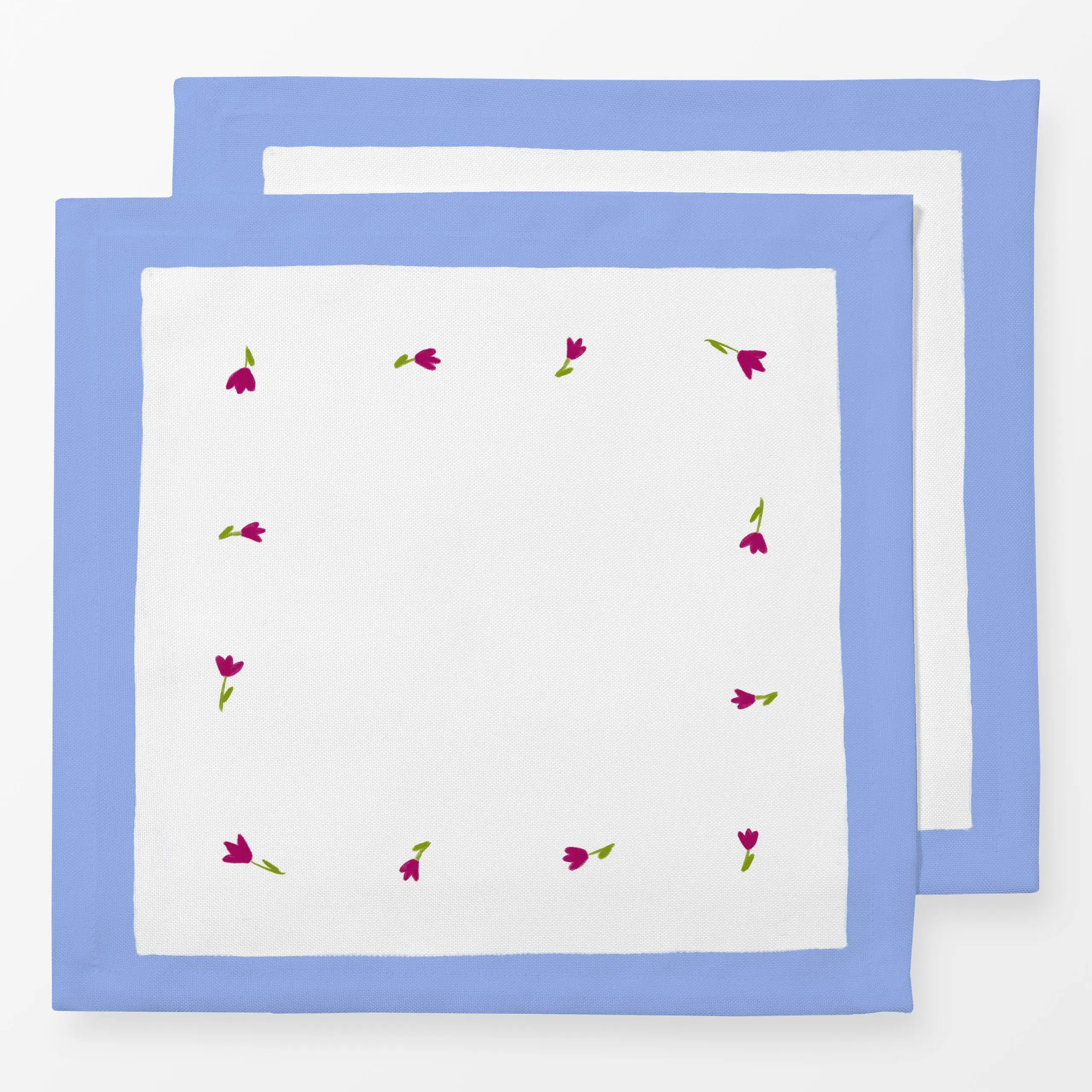 Servietten Blümchen Rahmen Blau - Blumen & Florales, Frühling, Sommer - von „Sophie Augustin Illustration"; Blumen, Sommer, ...