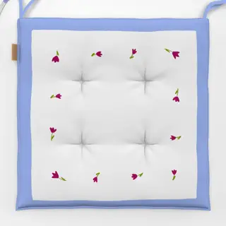 Sitzkissen Blümchen Rahmen Blau