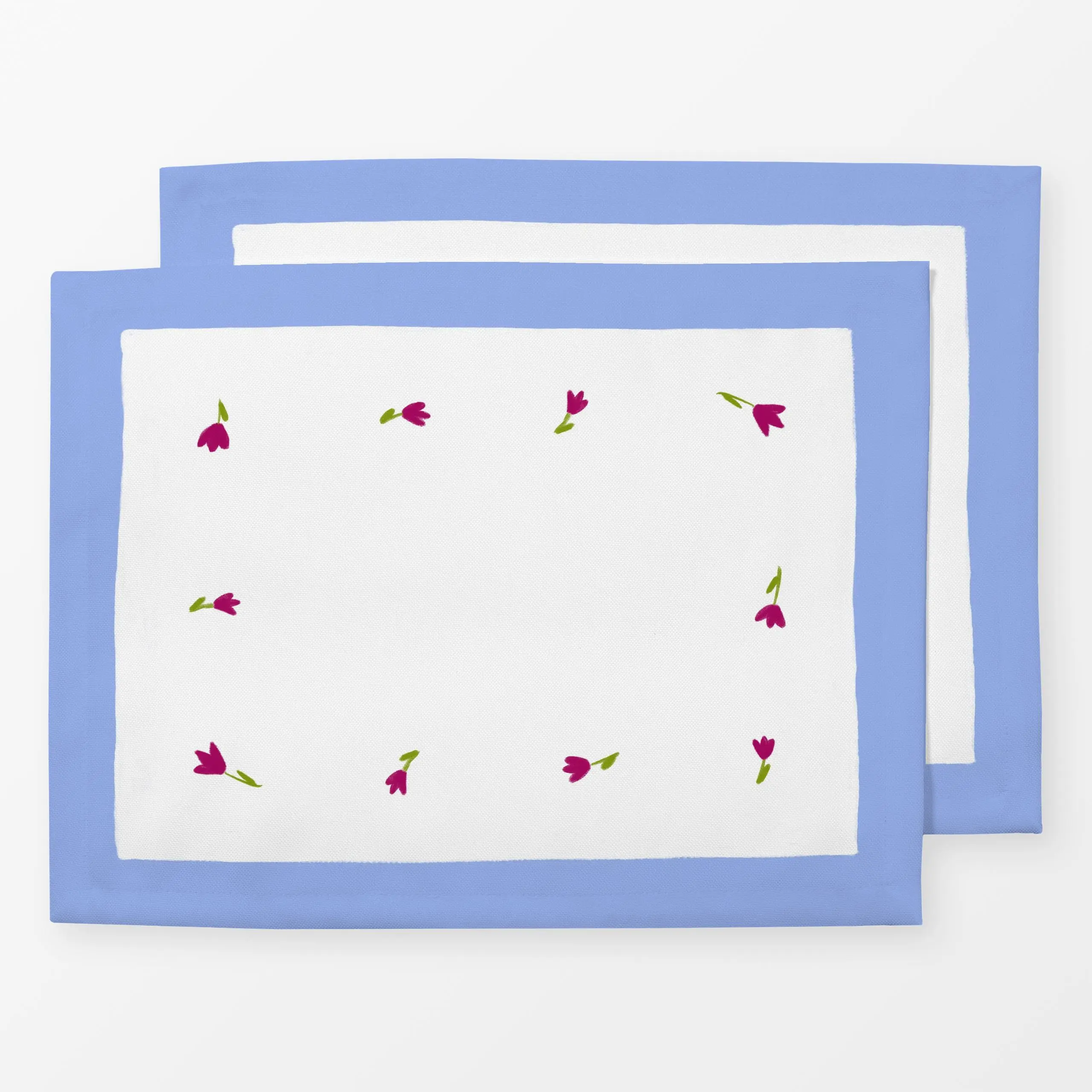 Tischset Blümchen Rahmen Blau - Blumen & Florales, Frühling, Sommer - von „Sophie Augustin Illustration"; Blumen, Sommer, ro...