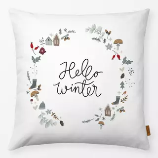 Kissen Hello Winter Cozy Kranz