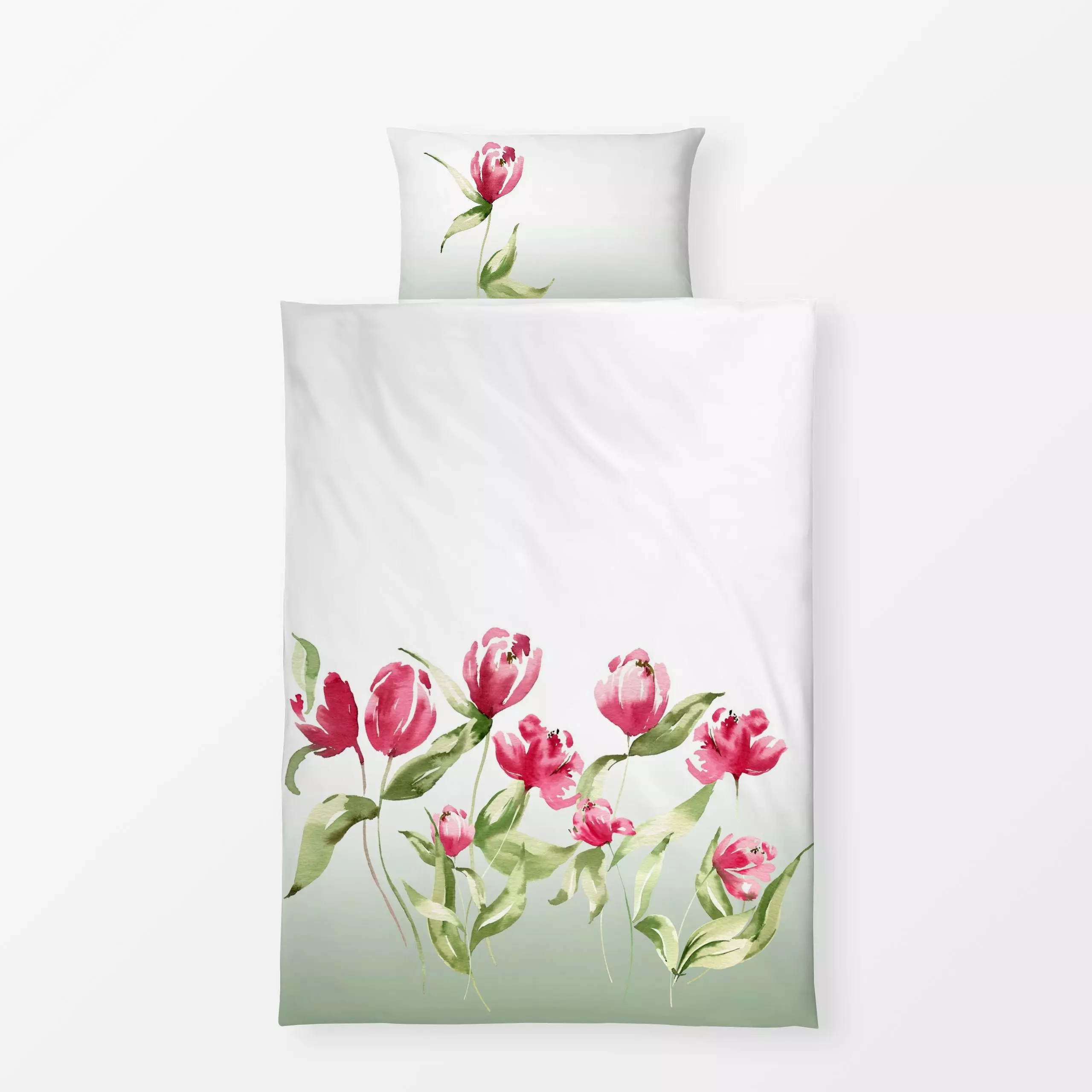 Bettwäsche Tulpen Wiese - Frühling, Pflanzen & Botanik - von „Uta Naumann"; Wasserfarben, Natur, Blumen, Garten, Tulpen, Wil...