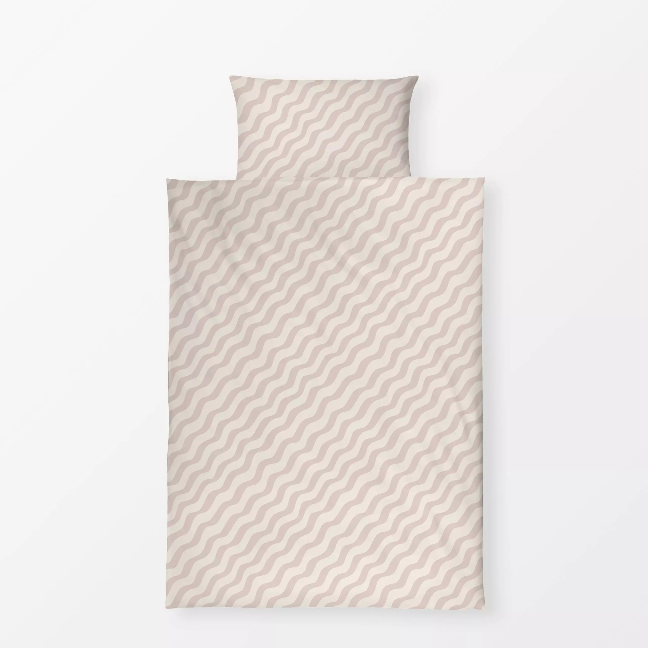 Bettwäsche Wellen Diagonal Beige - Symbole & Muster - von „Studio Kesse"; Linien, Streifen, creme, Sand, beige, wellen, gest...