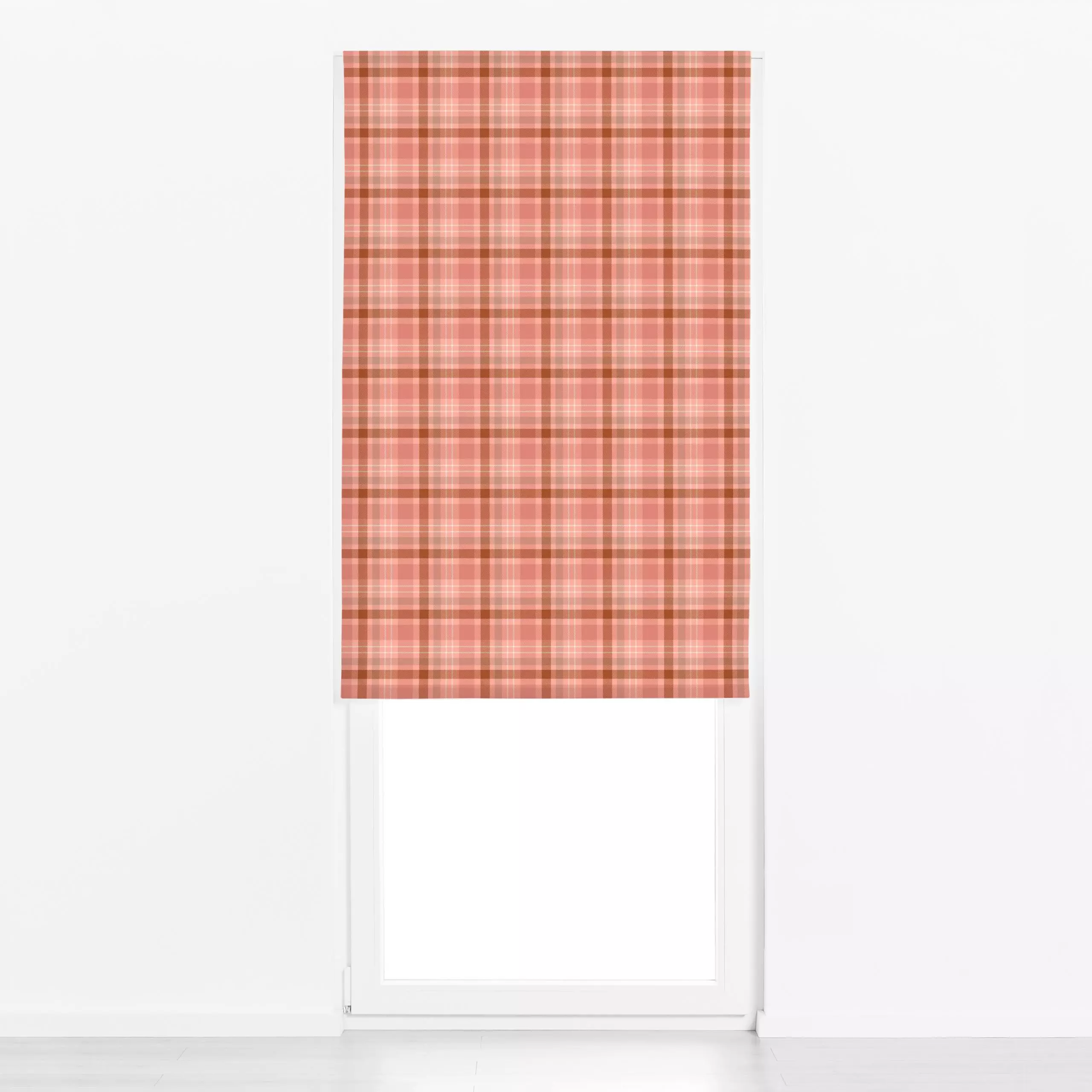 Raffrollo Karo Tartan Rosa Braun - Symbole & Muster - von „DEINKI Studio"; rosa, Geometrisch, Karo, Karos, kariert, rotbraun...