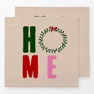 Servietten Home Mit Kranz Bunt Beige