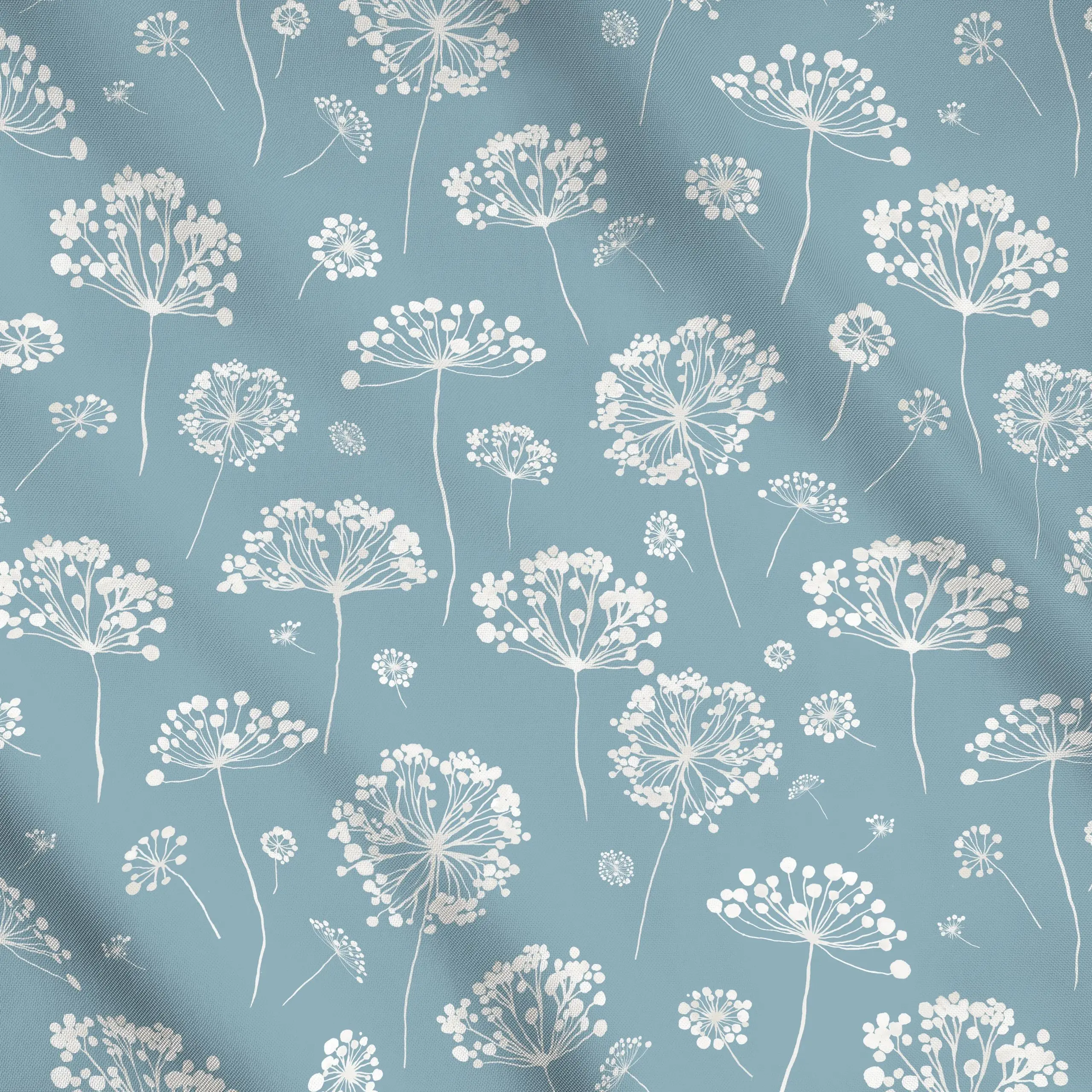 Meterware Wilde Gräser Löwenzahn Blau - Blumen & Florales, Frühling, Pflanzen & Botanik - von „Ninola Design "; boho, Natur,...