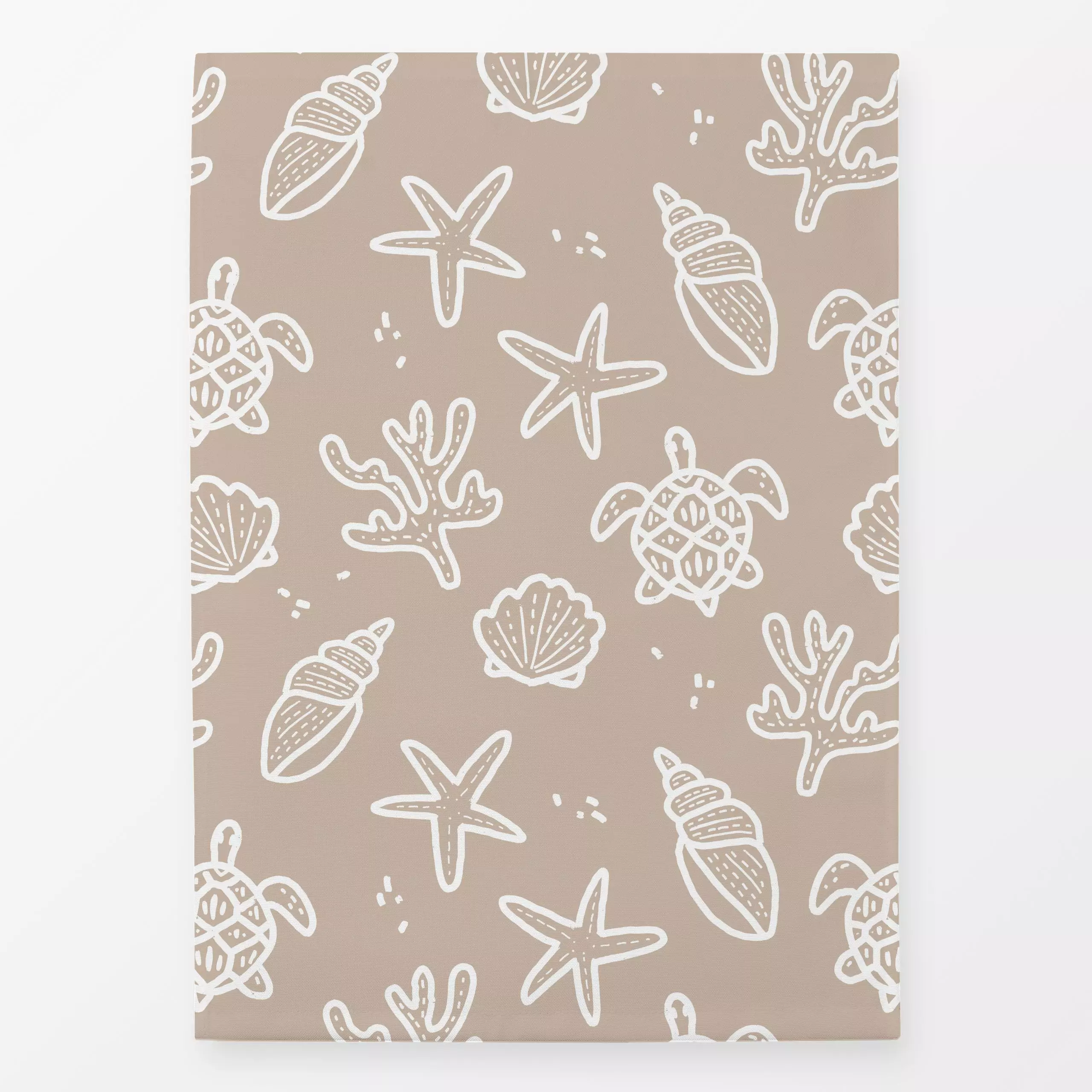 Geschirrtücher Allover ocean beige - Natur & Landschaft, Sommer - von „Kruth Design"; Muster, Meer, Sommer, Muscheln, Schild...
