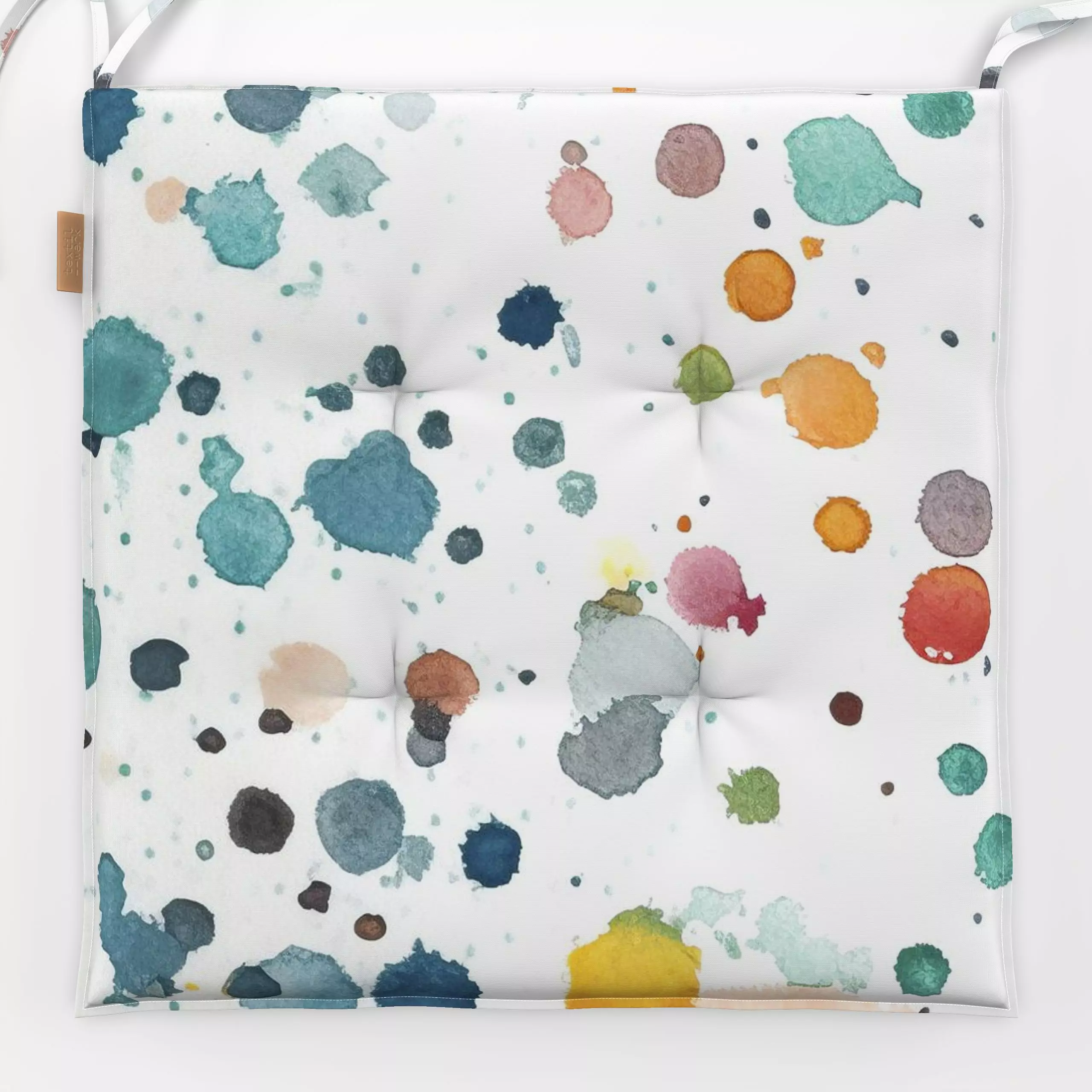 Sitzkissen Watercolor Confetti III - Symbole & Muster - von „Andrea Haase"; Wasserfarben, Aquarell, bunt, Aquarellpunkte, Aq...