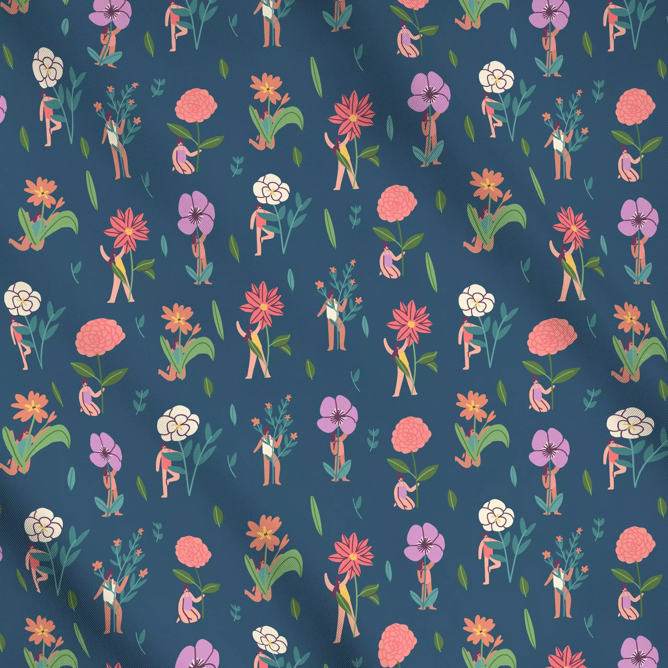 Meterware Winter Flowers - Blumen & Florales - von „Sara Maese"; floral, Winter, pattern, flower, Floral