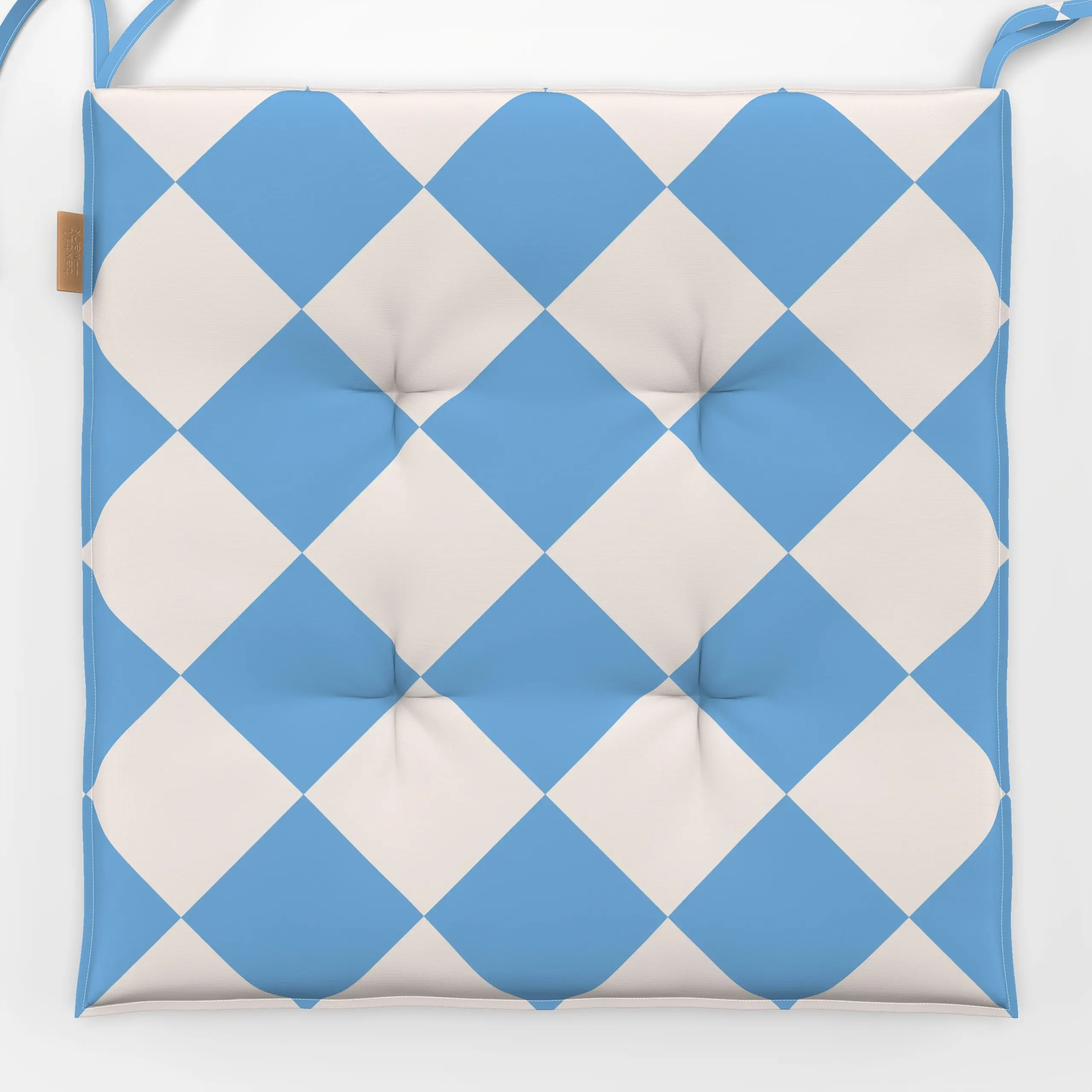 Sitzkissen Christmas Checkers Ice Blue - Weihnachten, Symbole & Muster - von „Jana Driver"; Weihnachten, beige, blau, Karo, ...