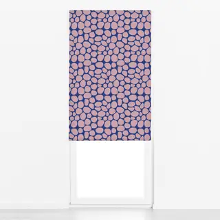 Raffrollo Frühling Steine blau rosa