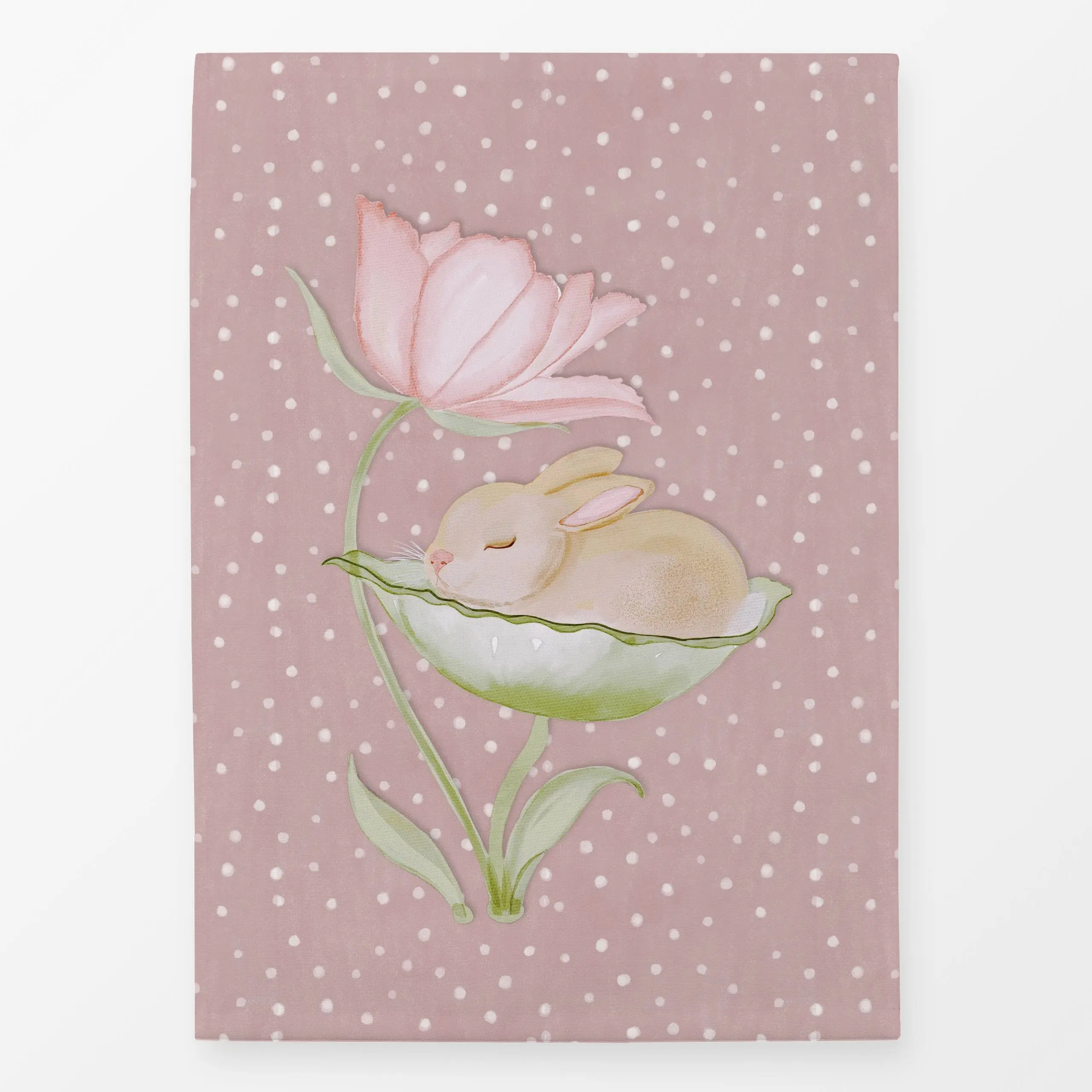 Geschirrtücher Baby Hase Pünktchen Blume Rosa - Blumen & Florales, Frühling, Kinderzimmer & Motive für Kinder - von „Monika ...