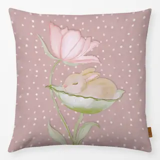 Kissen Baby Hase Pünktchen Blume Rosa