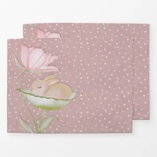 Tischset Baby Hase Pünktchen Blume Rosa