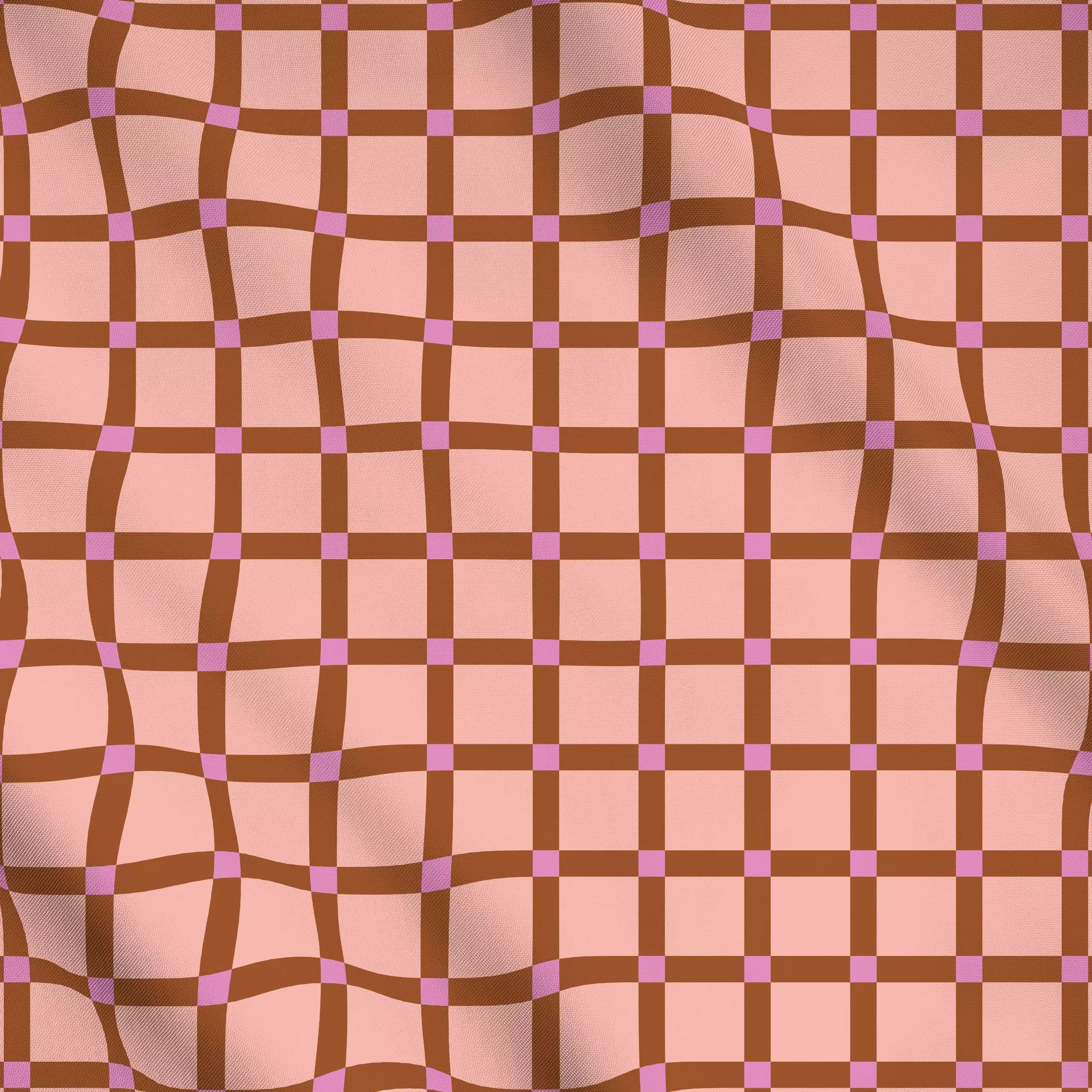 Meterware Karo Lachs Braun Pink - Herbst, Symbole & Muster - von „Julia Schumacher"; rosa, Karo, Karos, kariert, Picknick, h...