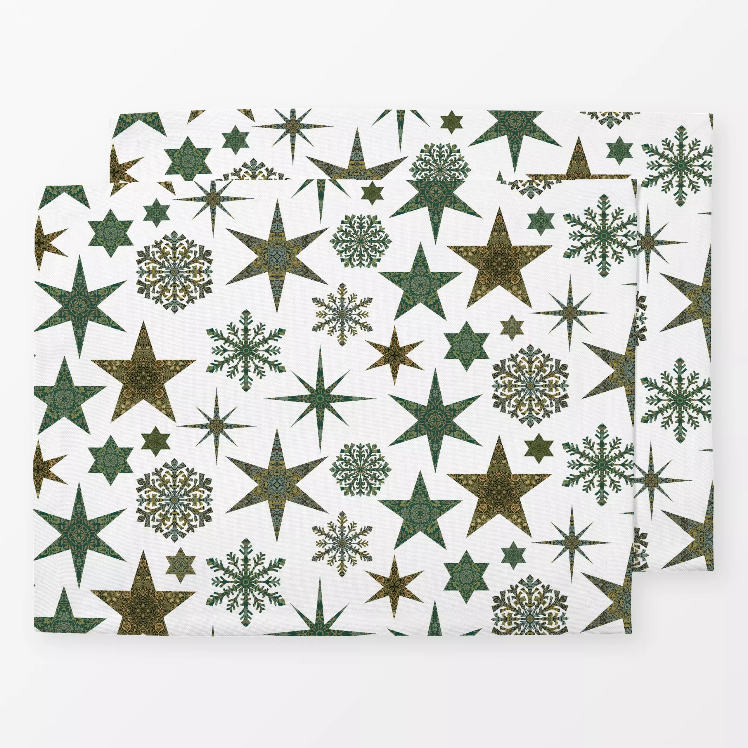 Tischset Vintage Muster Christmas white - Weihnachten, Retro & Vintage - von „Andrea Haase"; Schneeflocken, Sterne, Weihnach...