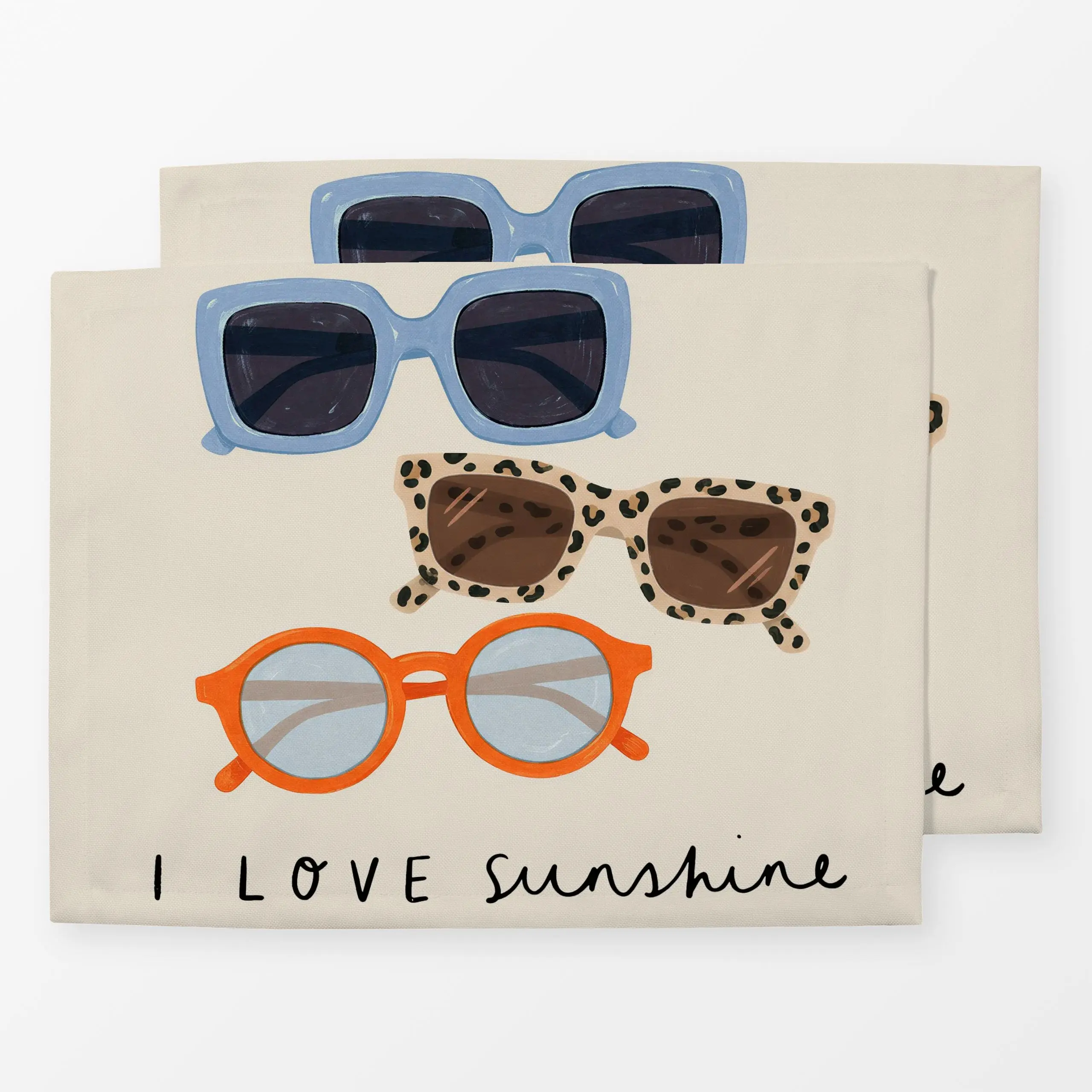 Tischset Sonnenbrille Sunshine blau - Sommer, Sprüche & Schriftzüge - von „Studio Kesse"; Sonne, sunshine, Sommerlich, Sonne...