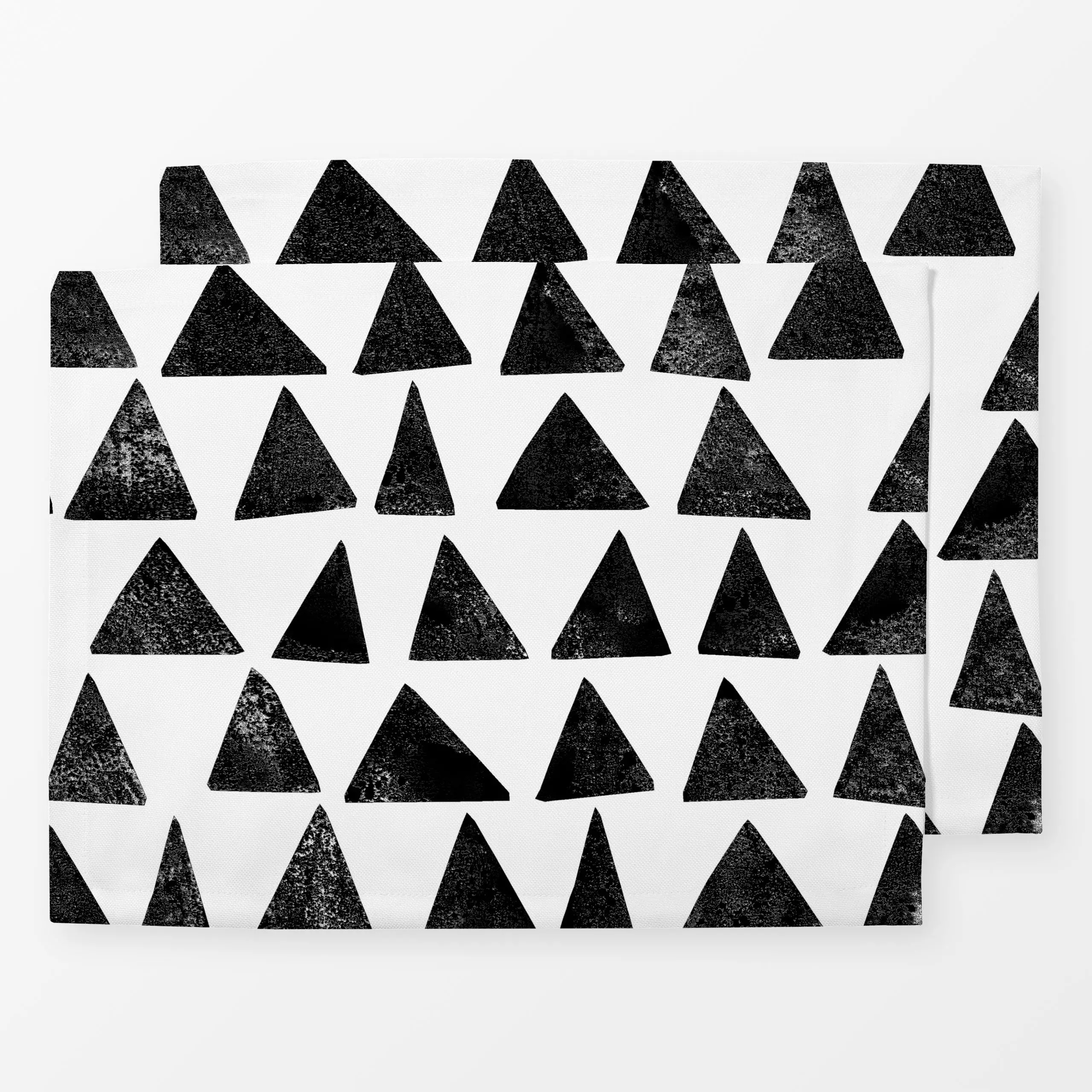 Tischset Triangles Black & White - Symbole & Muster - von „Studio Kesse"; boho, schwarz, minimal, abstrakt, Sommer, grafisch...