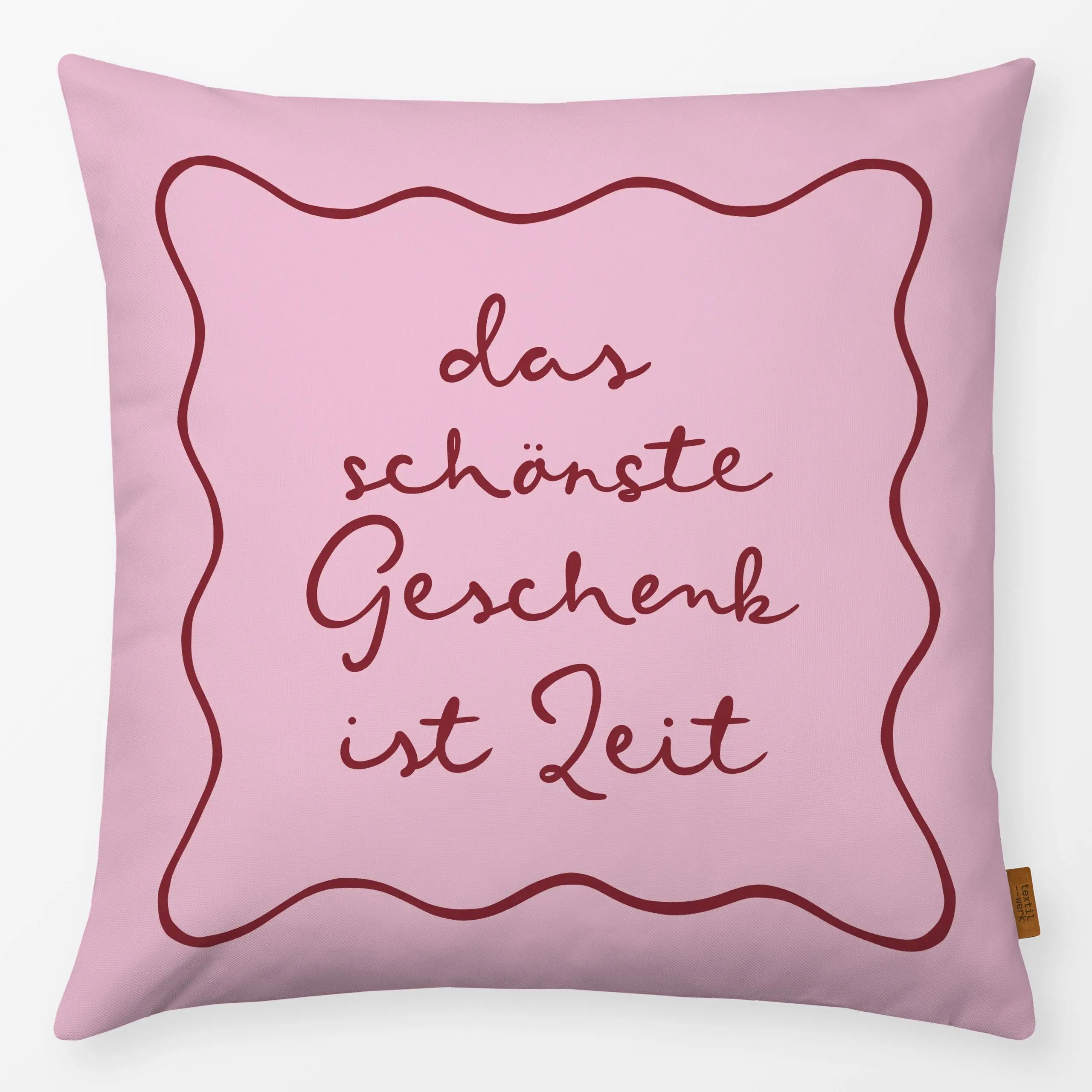 Kissen Geschenk Zeit rosa rot - Sprüche & Schriftzüge, Weihnachten, Winter - von „Studio Kesse"; Home, Weihnachten, weihnach...