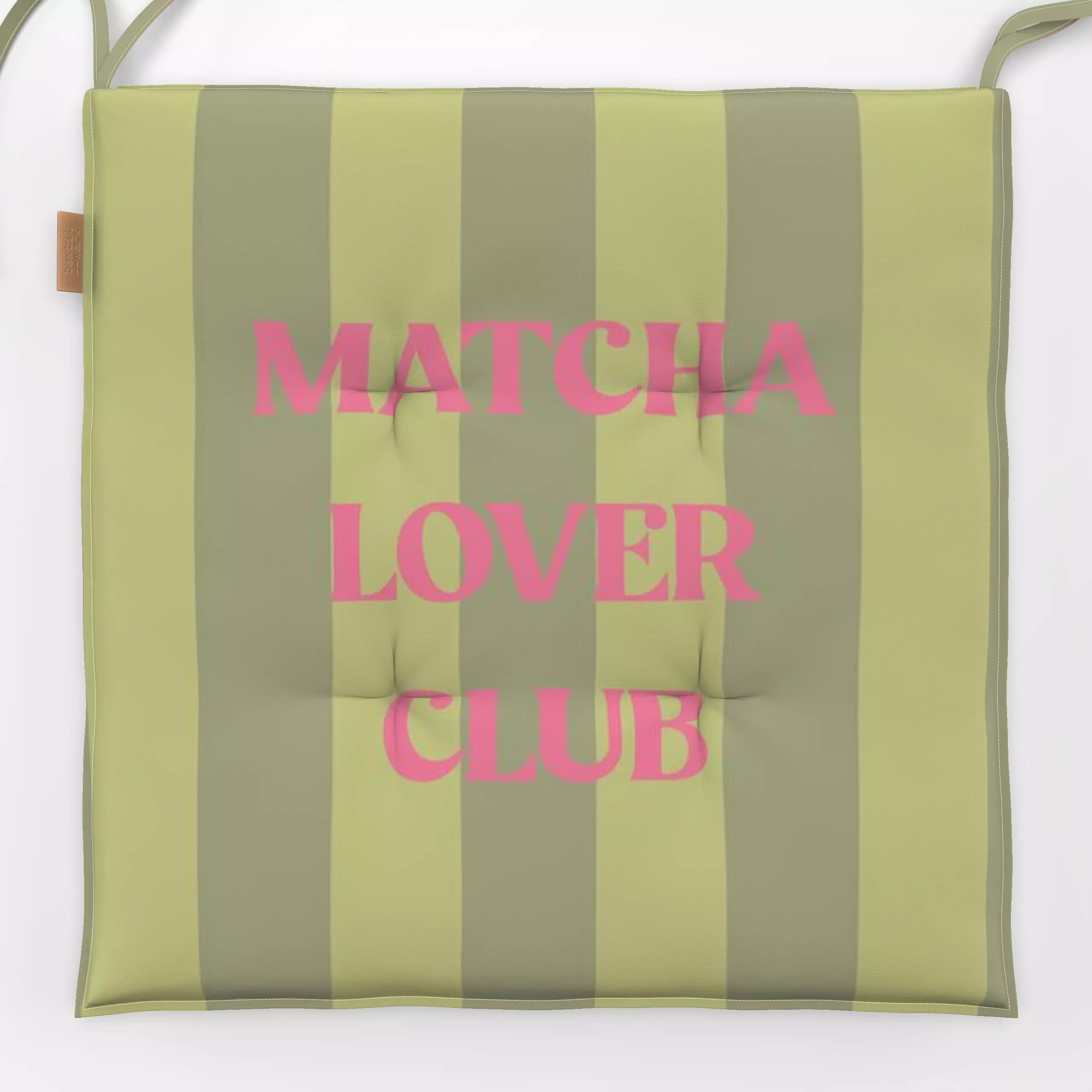 Sitzkissen Matcha Lover Club - Symbole & Muster, Küche, Essen & Trinken - von „Studio ROSAGRAU"; Muster, Sommer, pink, gestr...