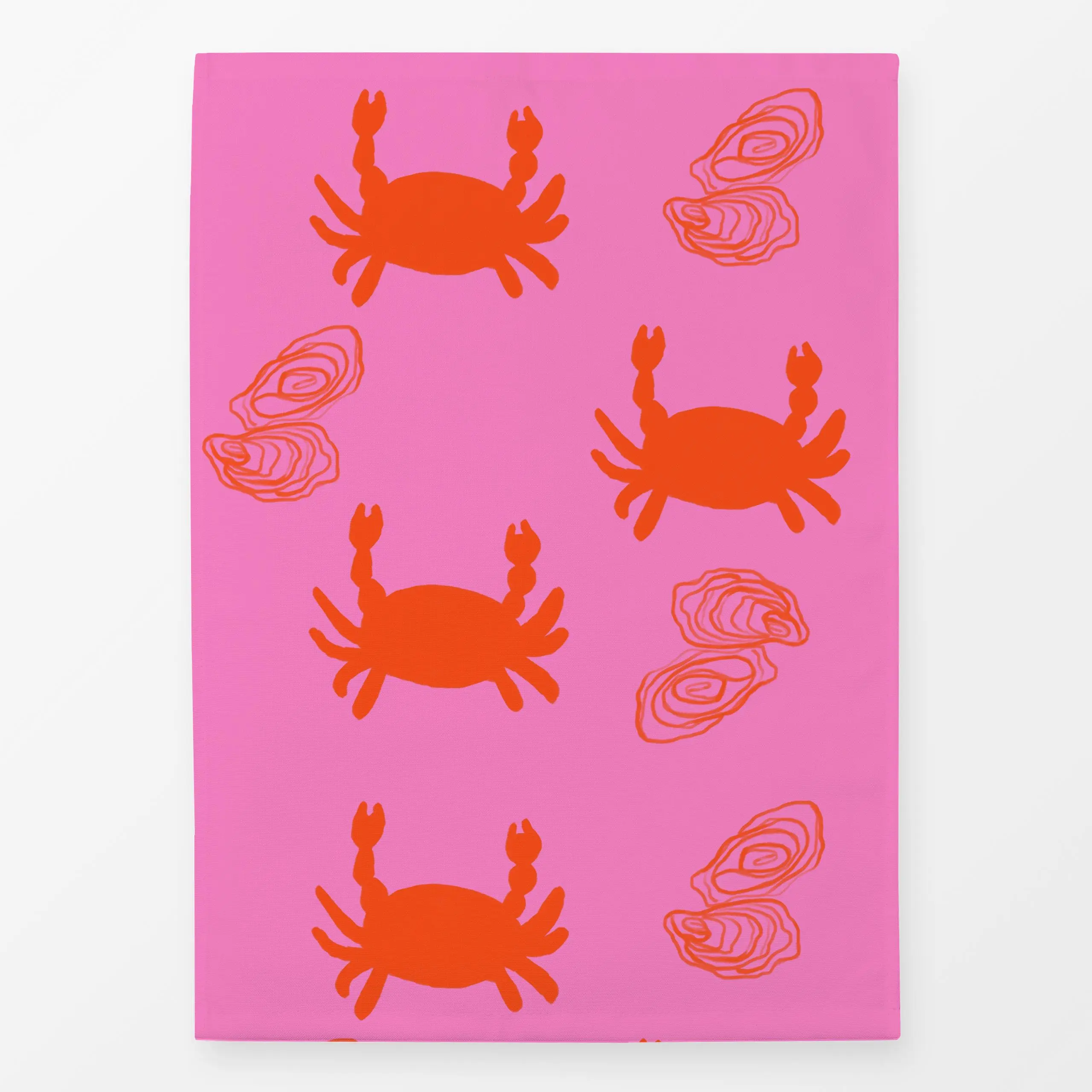 Geschirrtücher Krebse Austern Orange Pink - Sommer, Tiere - von „Alisa Knöß"; Krebse, sommerkissen, sommerdeko, sommergarten...