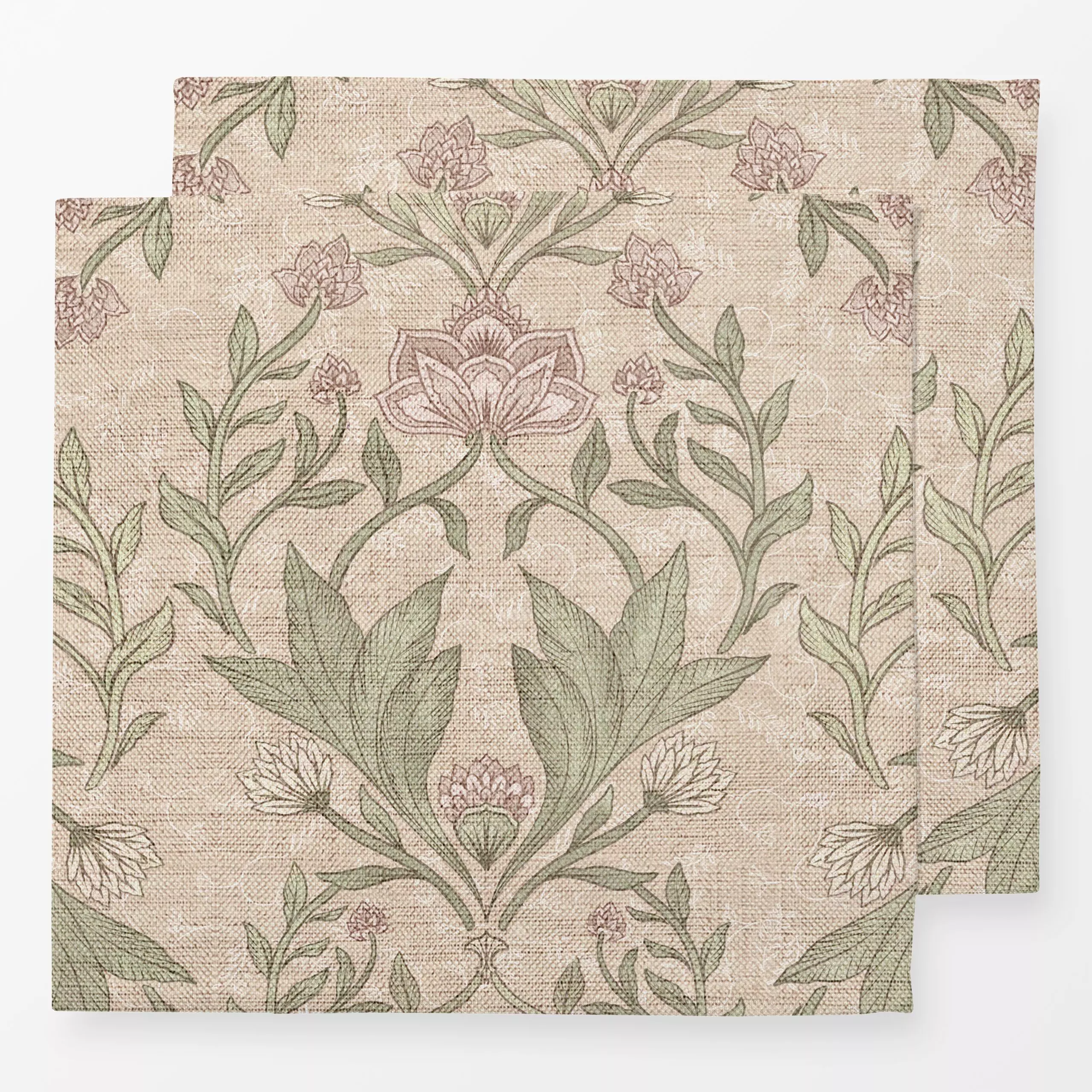 Servietten Rustic Floral damask beige - Blumen & Florales, Herbst, Pflanzen & Botanik - von „Bloomery Decor"; Blumen, beige,...