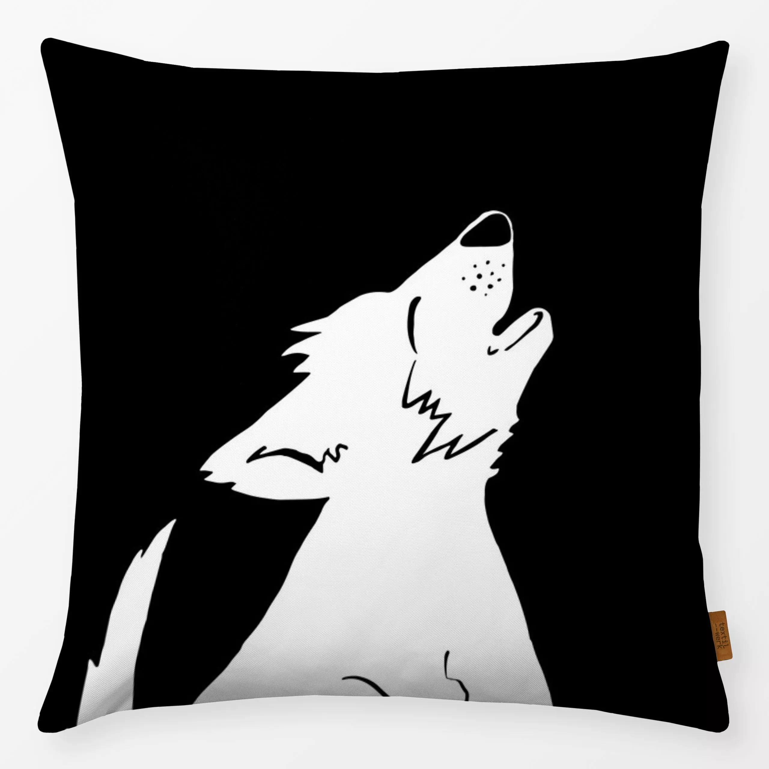 Kissen Wolf - Kinderzimmer & Motive für Kinder, Tiere - von „Andrea Liesert"; Wildtiere, Tiere, Kinderzimmer, Schwarzweiss, ...