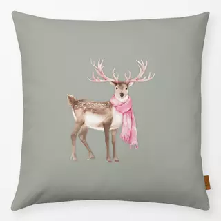 Kissen AlpenChic Hirsch mit Schal